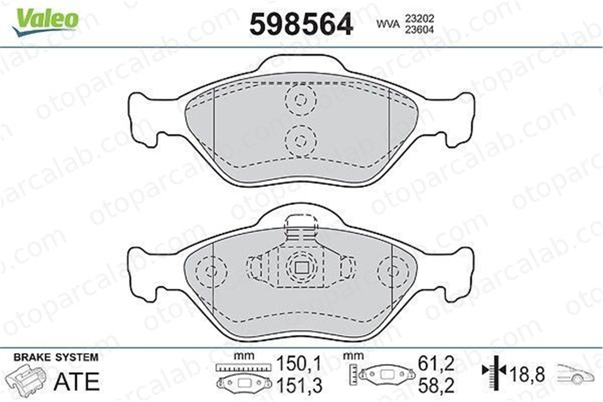 VALEO 598564 Fren Disk Balata Ön FORD FIESTA IV FIESTA V 1E103328Z 1633674
