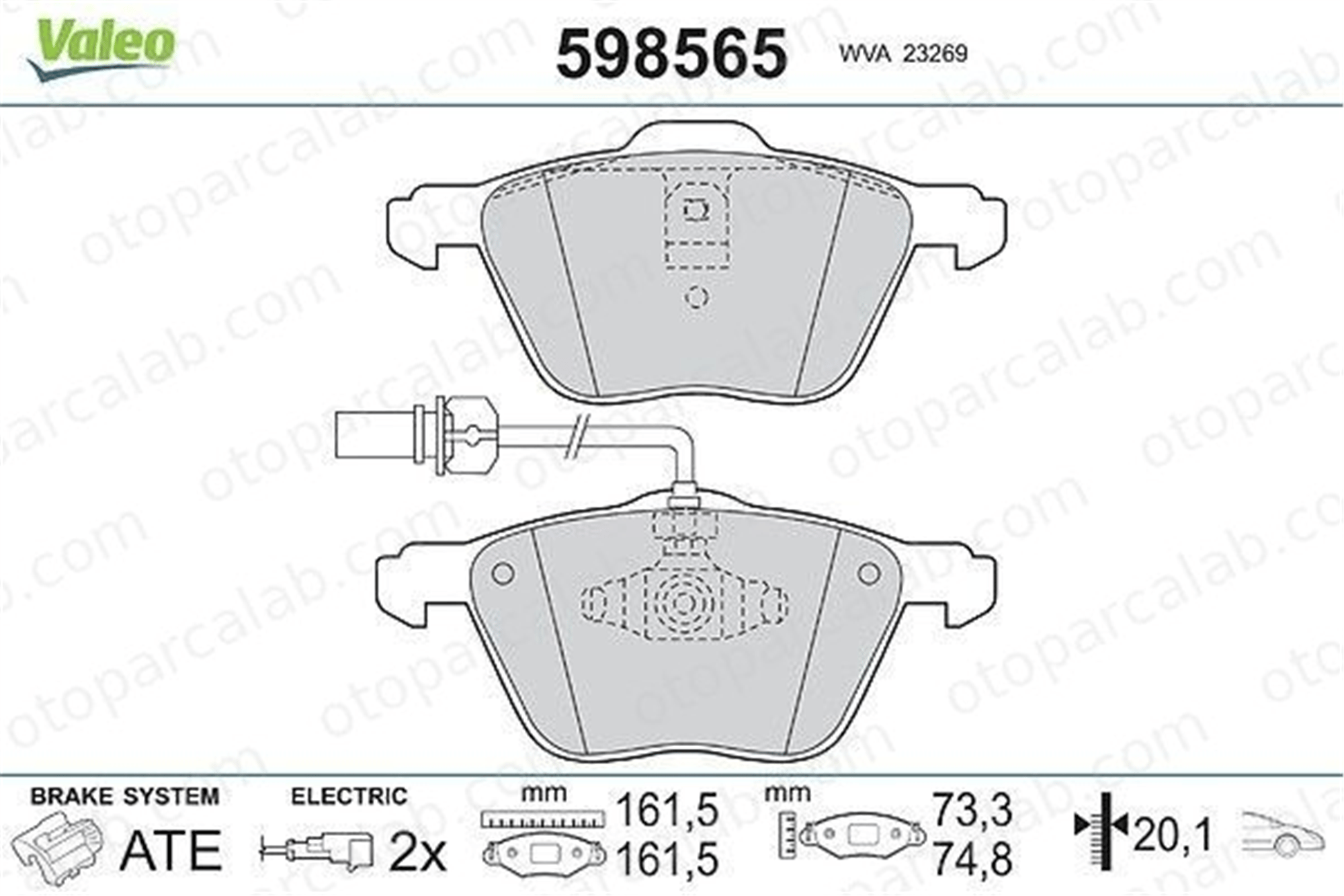 VALEO 598565 Fren Disk Balata Ön VW TRANSPORTER T4 Minibüs/Otobüs TRANSPORTER T4 Panelvan/Van 1109014 1133446