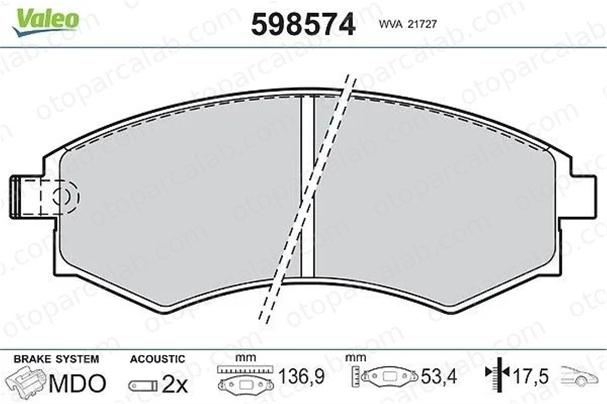 VALEO 598574 Fren Disk Balata Ön HYUNDAI ELANTRA III Sedan LANTRA II Station wagon 5810138A40 5810129A00
