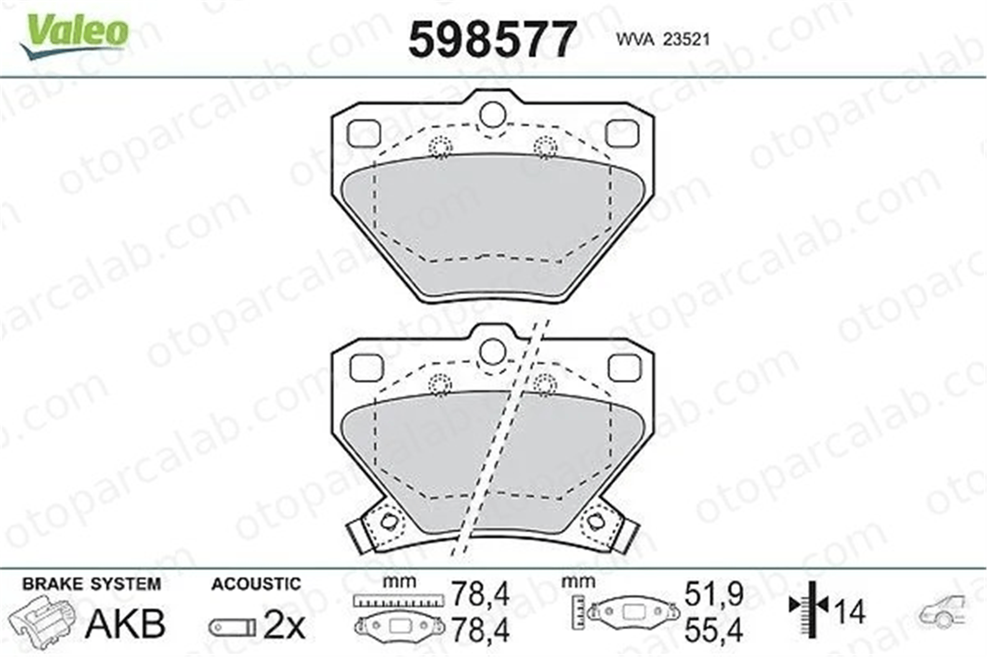 VALEO 598577 Fren Disk Balata Arka TOYOTA COROLLA YARIS VERSO 446620090 446652010