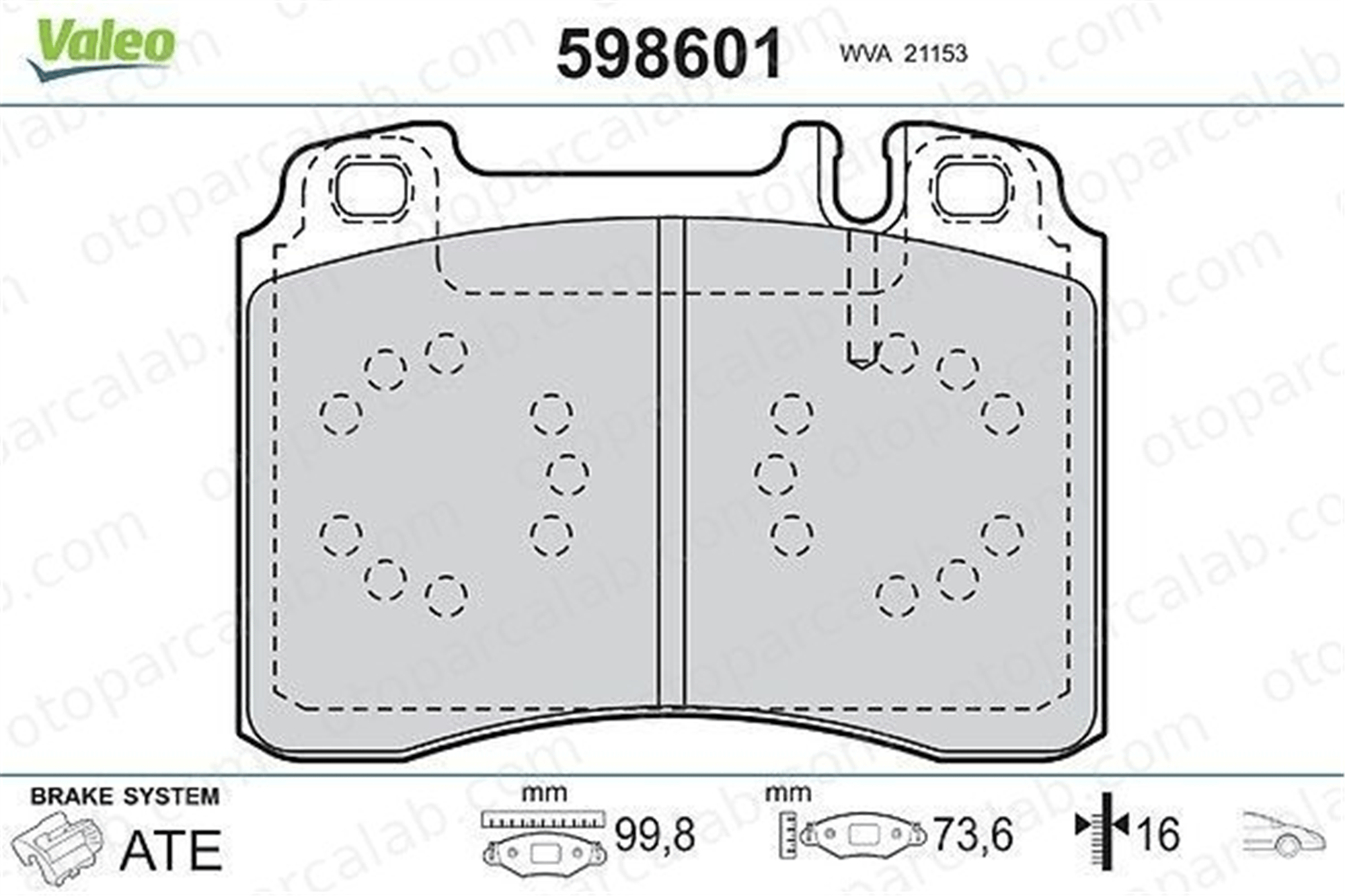 VALEO 598601 Fren Disk Balata Ön MERCEDES-BENZ E-SERISI SL A0054200220 14209820