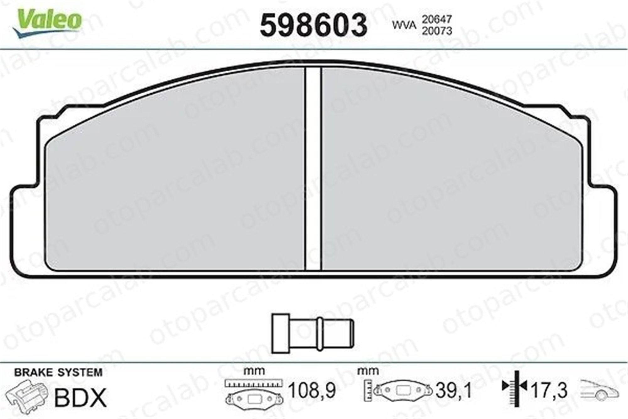 VALEO 598603 Fren Disk Balata Ön FIAT UNO SEAT IBIZA I 5892310 46600454