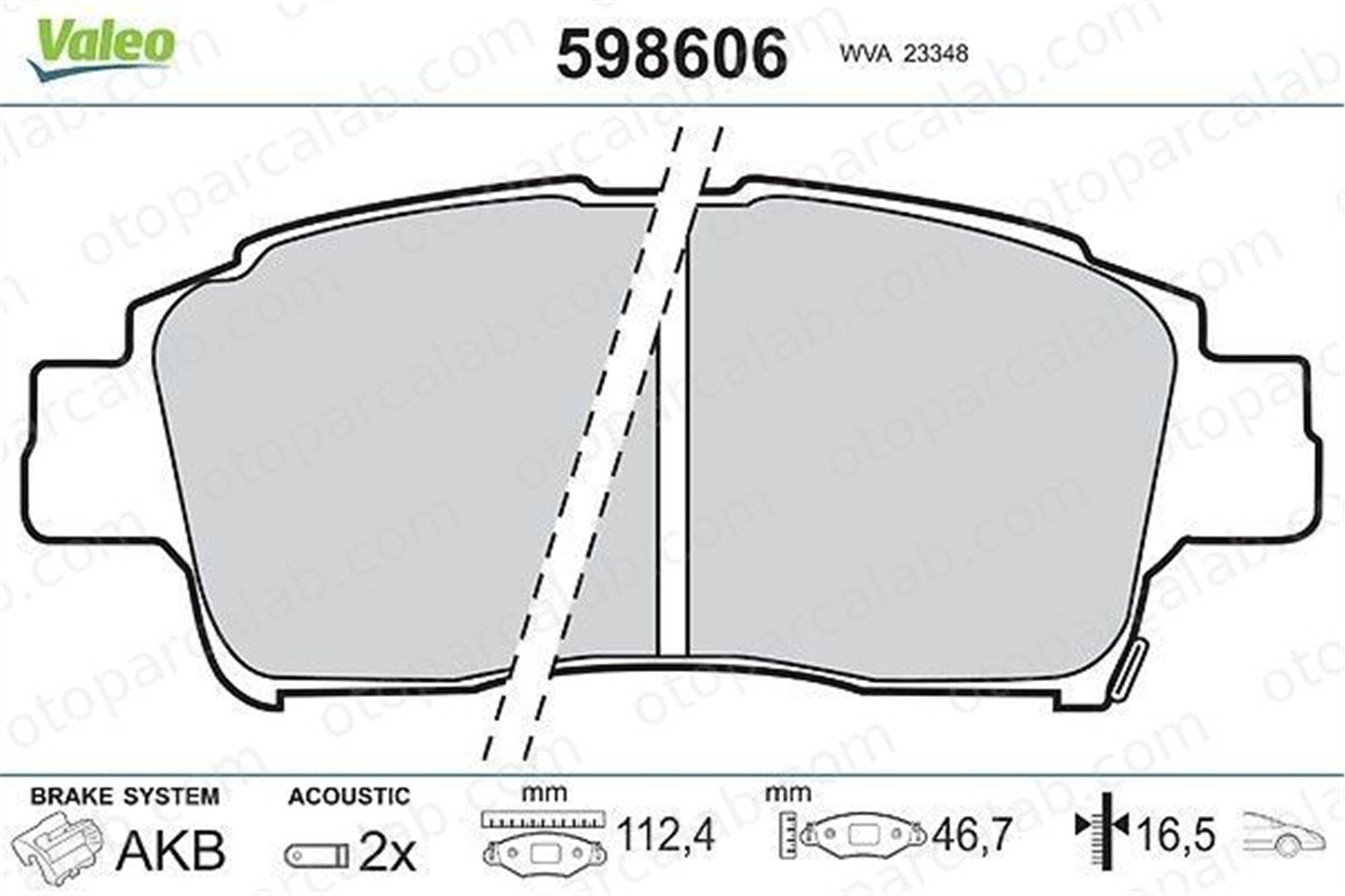 VALEO 598606 Fren Disk Balata Ön TOYOTA YARIS 446552040 0446552040