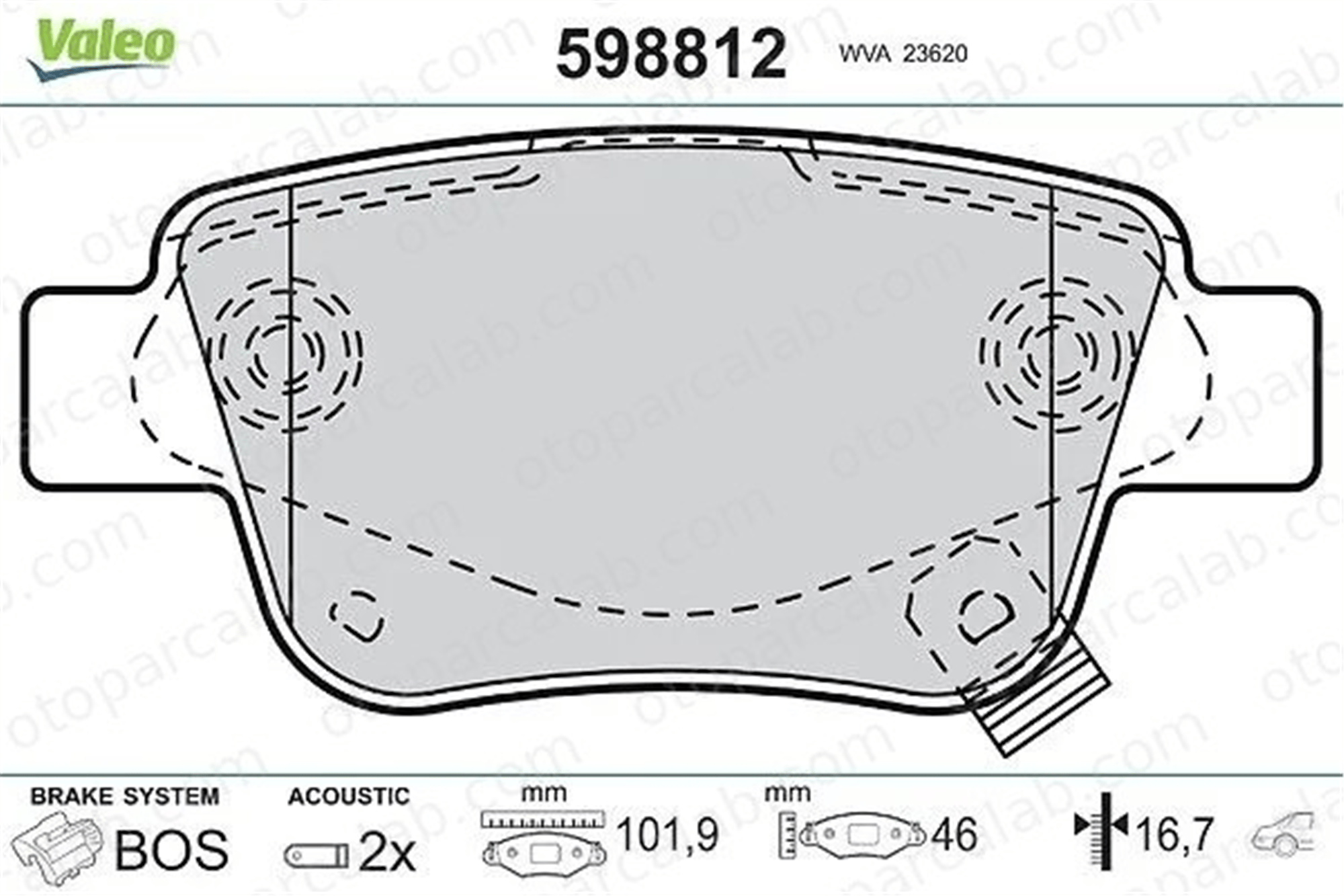 VALEO 598812 Fren Disk Balata Arka TOYOTA AVENSIS AVENSIS Sedan 446605010 04466-05010