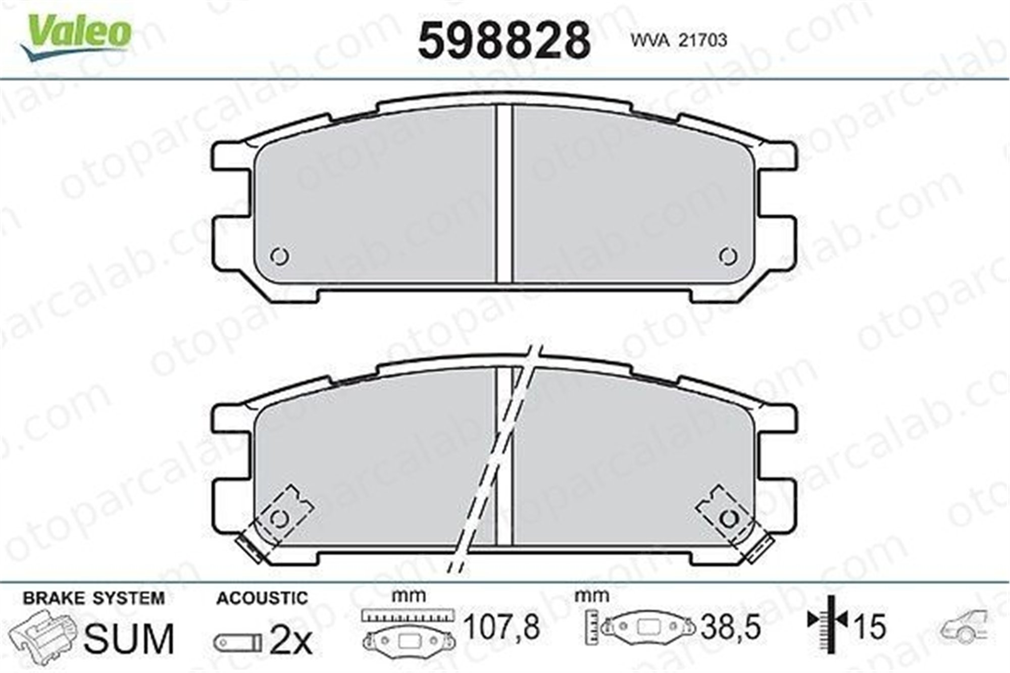 VALEO 598828 Fren Disk Balata Arka SUBARU IMPREZA Station wagon LEGACY I 26296AA060 26296AA061