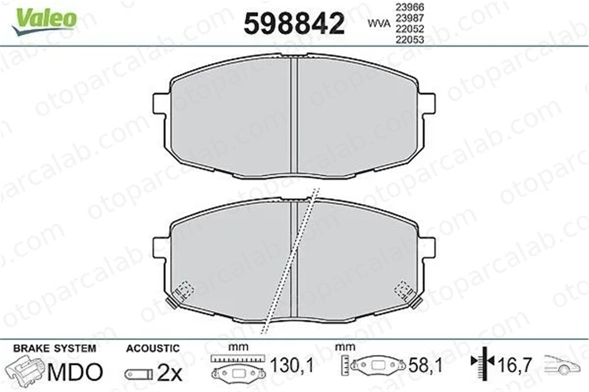 VALEO 598842 Fren Disk Balata Ön KIA CEE'D SW PRO CEE'D K2FA3328Z 0K2FA3328Z