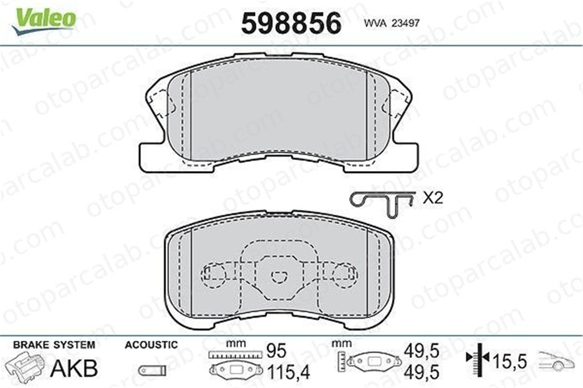 VALEO 598856 Fren Disk Balata Ön DAIHATSU SIRION YRV 449197401 449197201