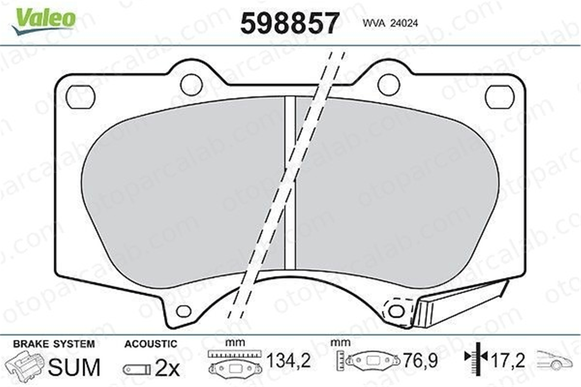 VALEO 598857 Fren Disk Balata Ön TOYOTA LAND CRUISER PRADO HILUX VIII Pick-up 446560320 04465-60320