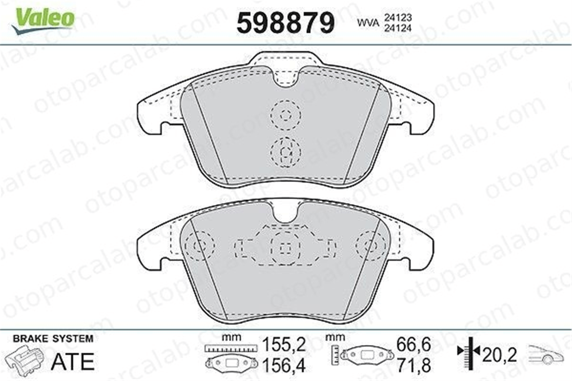 VALEO 598879 Fren Disk Balata Ön VOLVO V70 III V60 I 30736319 1427386