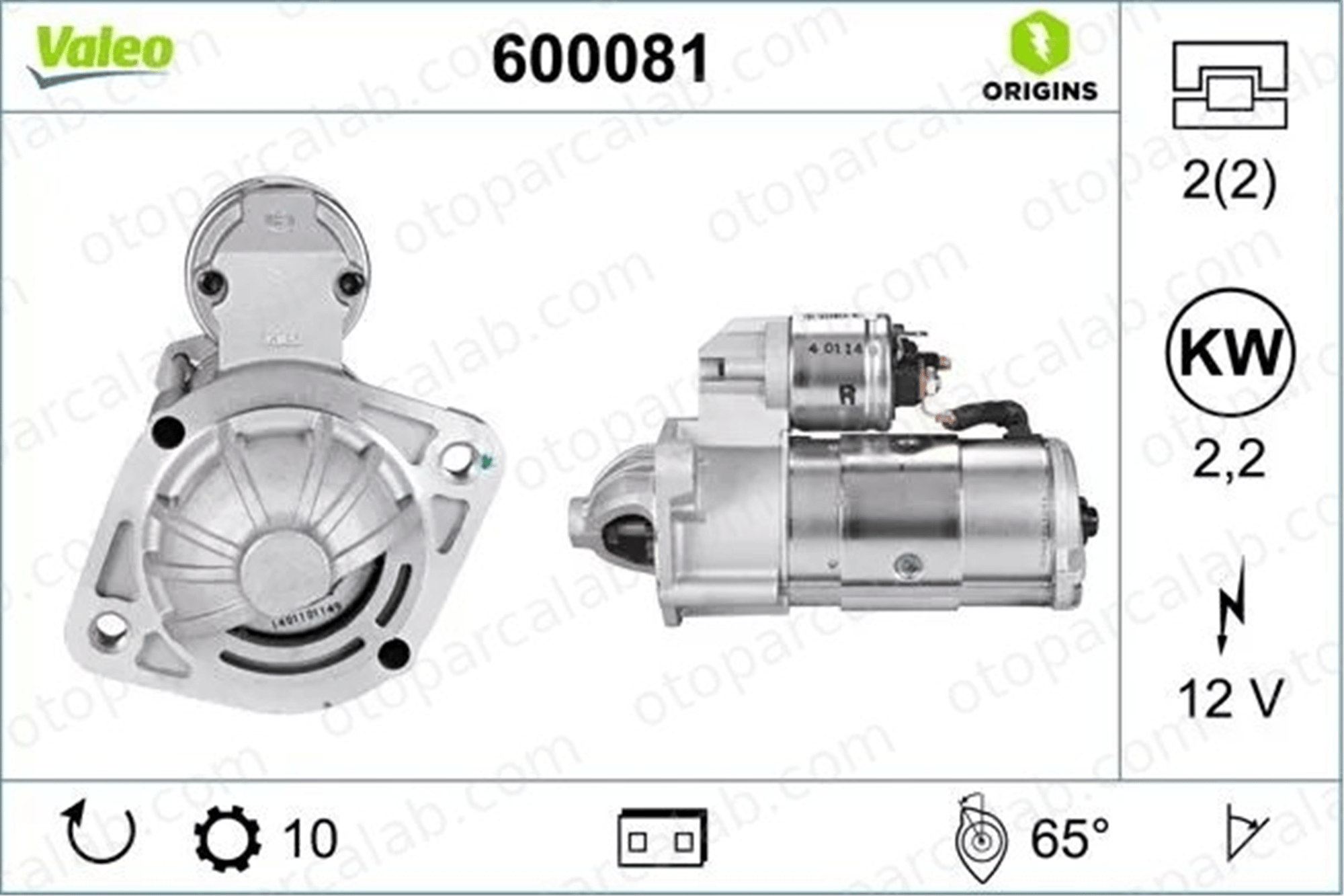 VALEO 600081 Marş Dinamosu MITSUBISHI L200 PAJERO SPORT I 3610042250 3610042350