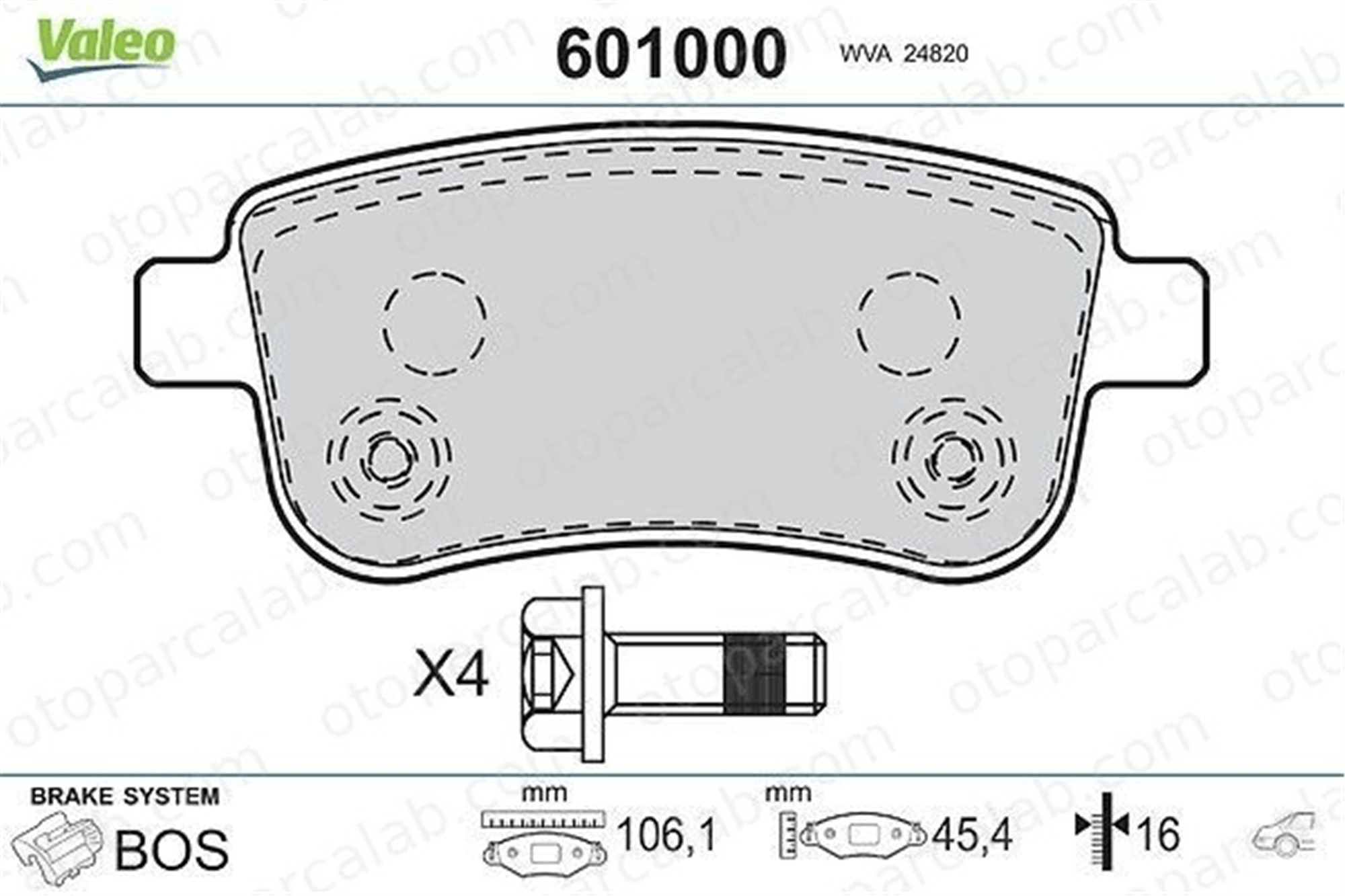 VALEO 601000 Fren Disk Balata Arka RENAULT MEGANE III Hatchback MEGANE III Coupe 440603558R 440601416R