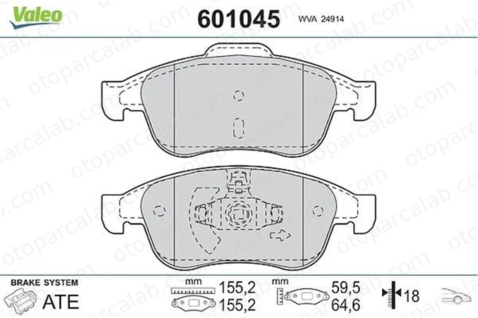 VALEO 601045 Fren Disk Balata Ön DACIA DUSTER RENAULT MEGANE III Coupe 410600379R 410605961R