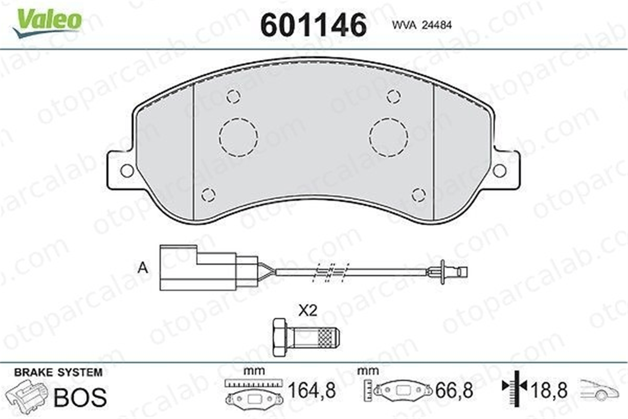 VALEO 601146 Fren Disk Balata Ön VW AMAROK AMAROK Platform şasi 2H0698151 2H0698151A