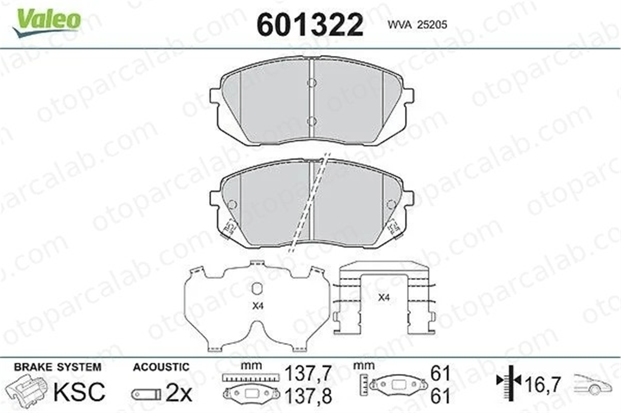 VALEO 601322 Fren Disk Balata Ön HYUNDAI ix35 KIA SPORTAGE III 581012SA70 581012SA51