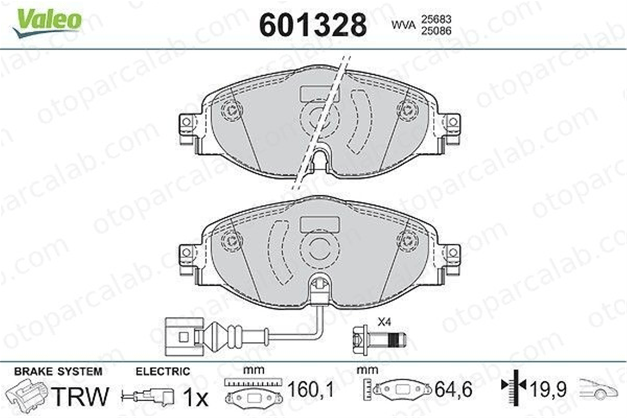 VALEO 601328 Fren Disk Balata Ön VW GOLF VII AUDI A3 Sportback 8V0698151 5Q0698151B