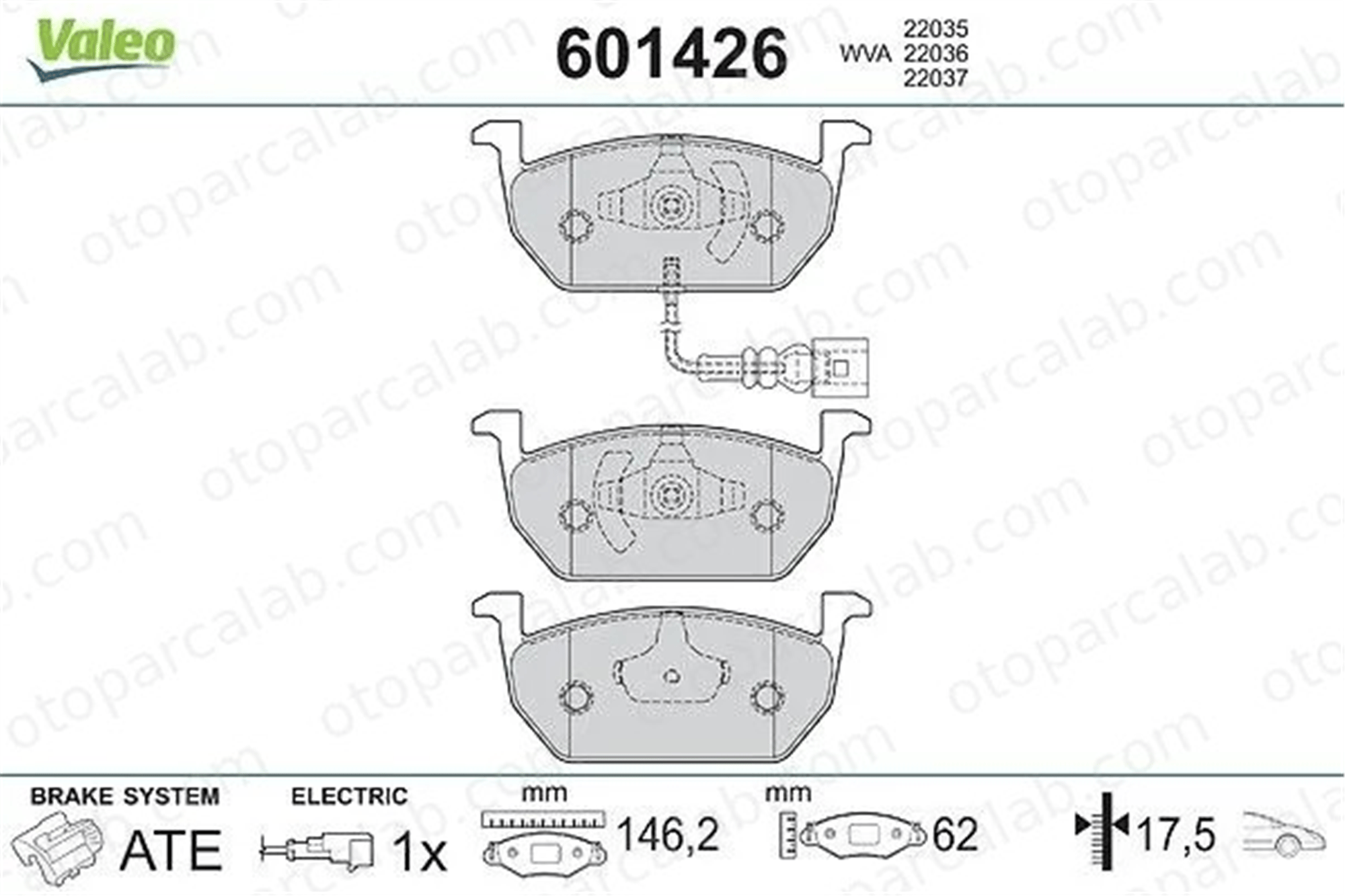 VALEO 601426 Fren Disk Balata Ön VW GOLF VII SEAT LEON ST 5Q0698151C 5Q0698151T