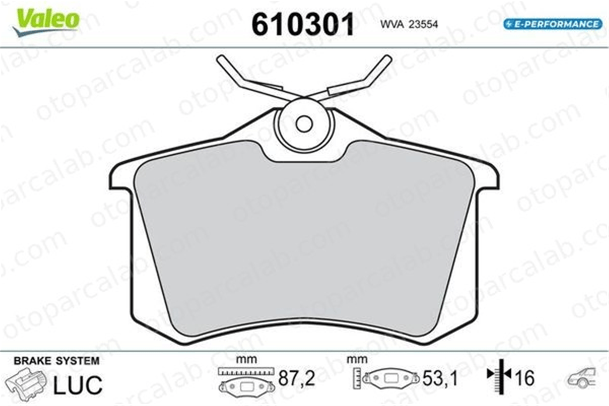 VALEO 610301 Fren Disk Balata Arka AUDI A4 B5 Avant RENAULT CAPTUR II 610301 8E0698451D