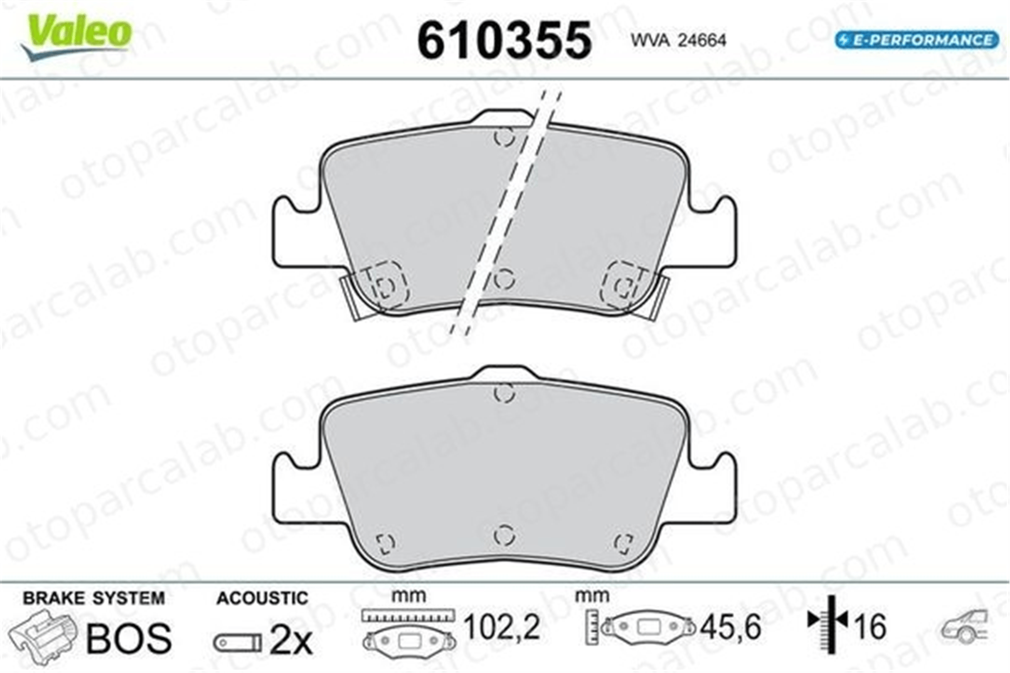VALEO 610355 Fren Disk Balata Arka TOYOTA AURIS AURIS Station wagon 610355 446602170