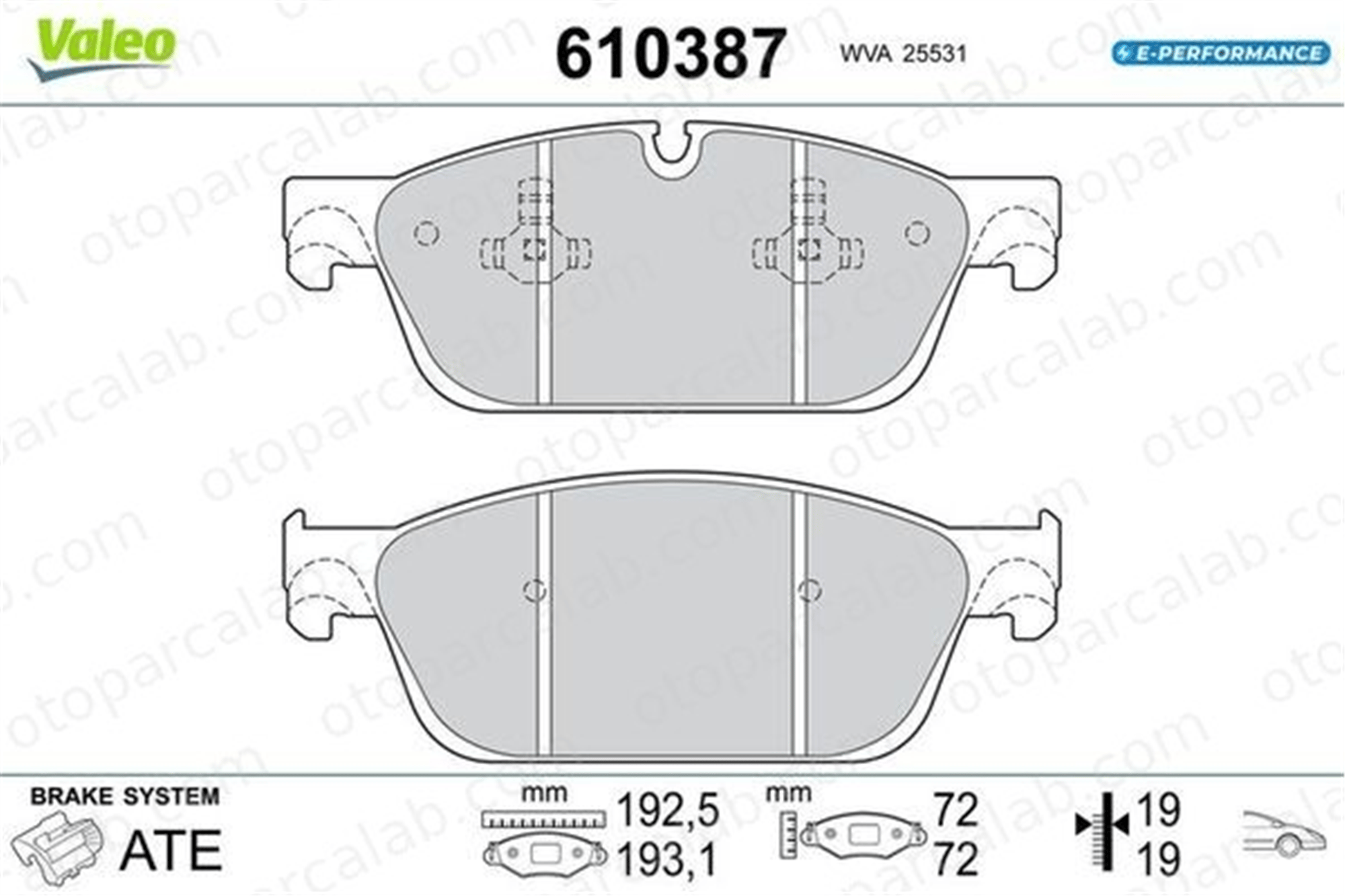 VALEO 610387 Fren Disk Balata Ön MERCEDES-BENZ GLE 610387 A0064203620