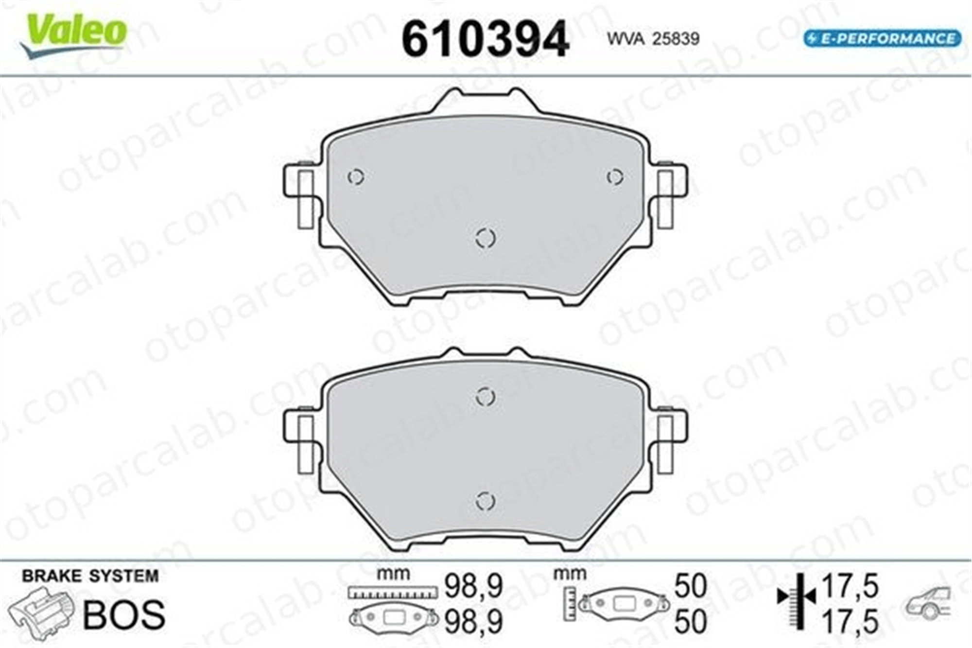 VALEO 610394 Fren Disk Balata Arka OPEL GRANDLAND / GRANDLAND X PEUGEOT 3008 SUV 610394 1678167980