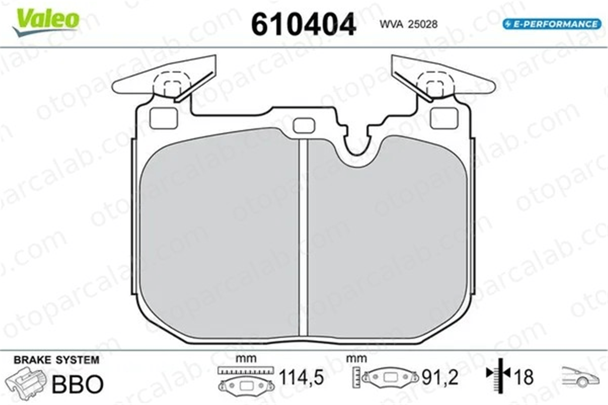 VALEO 610404 Fren Disk Balata Ön BMW 3 X2 610404 2284765