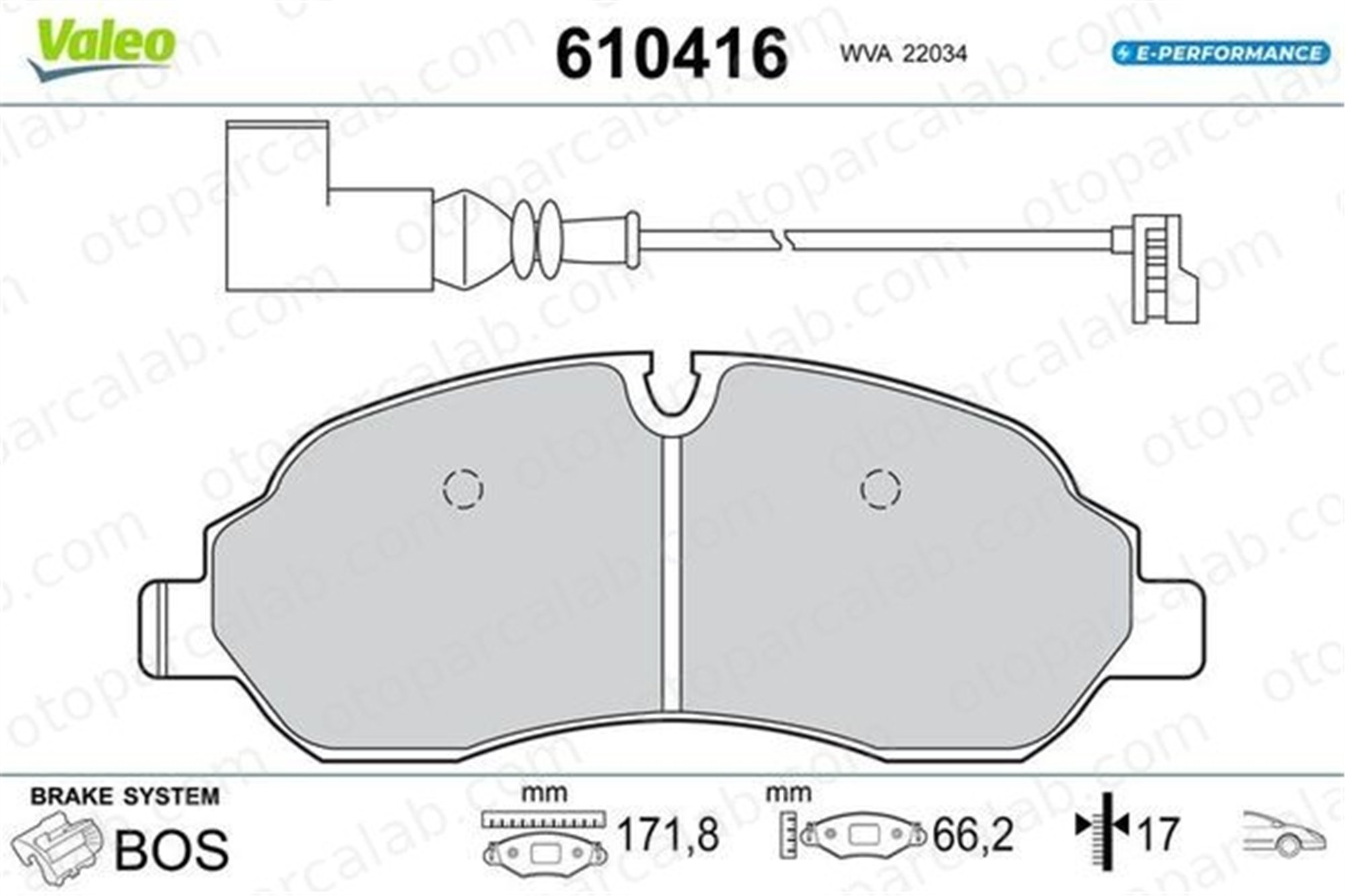 VALEO 610416 Fren Disk Balata Ön FORD TRANSIT CUSTOM V362 Minibüs/Otobüs TRANSIT CUSTOM V362 Panelvan/Van 610416 1824121