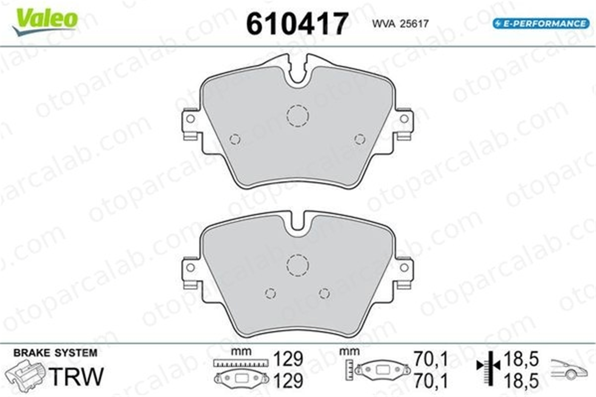 VALEO 610417 Fren Disk Balata Ön BMW 3 3 Touring 610417 34106860019