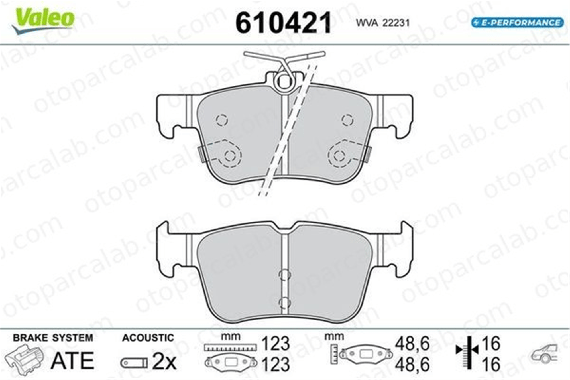 VALEO 610421 Fren Disk Balata Arka FORD FOCUS IV FOCUS IV Turnier 610421 2018449