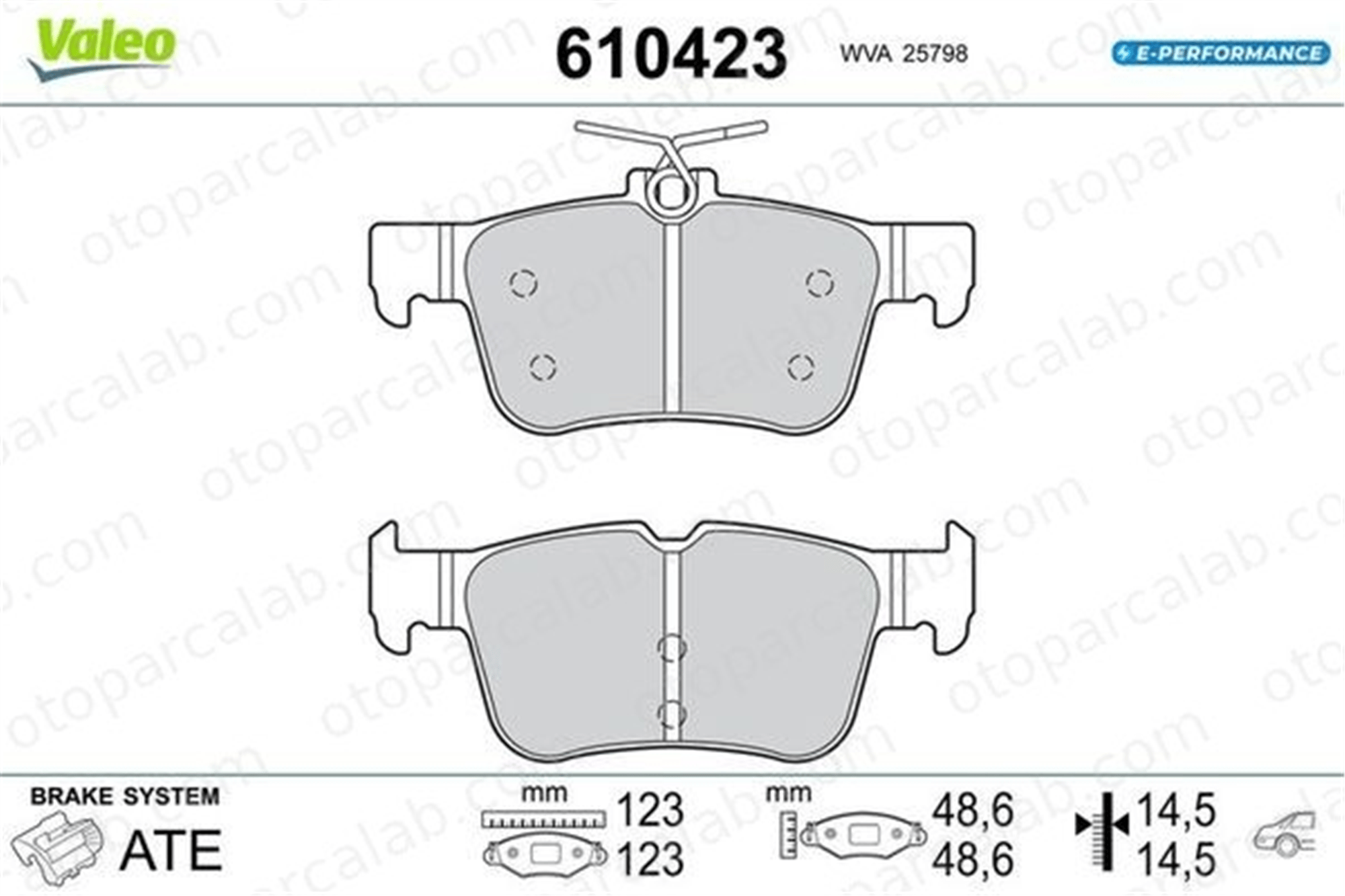 VALEO 610423 Fren Disk Balata Arka FORD FOCUS IV FOCUS IV Turnier 610423 2110582