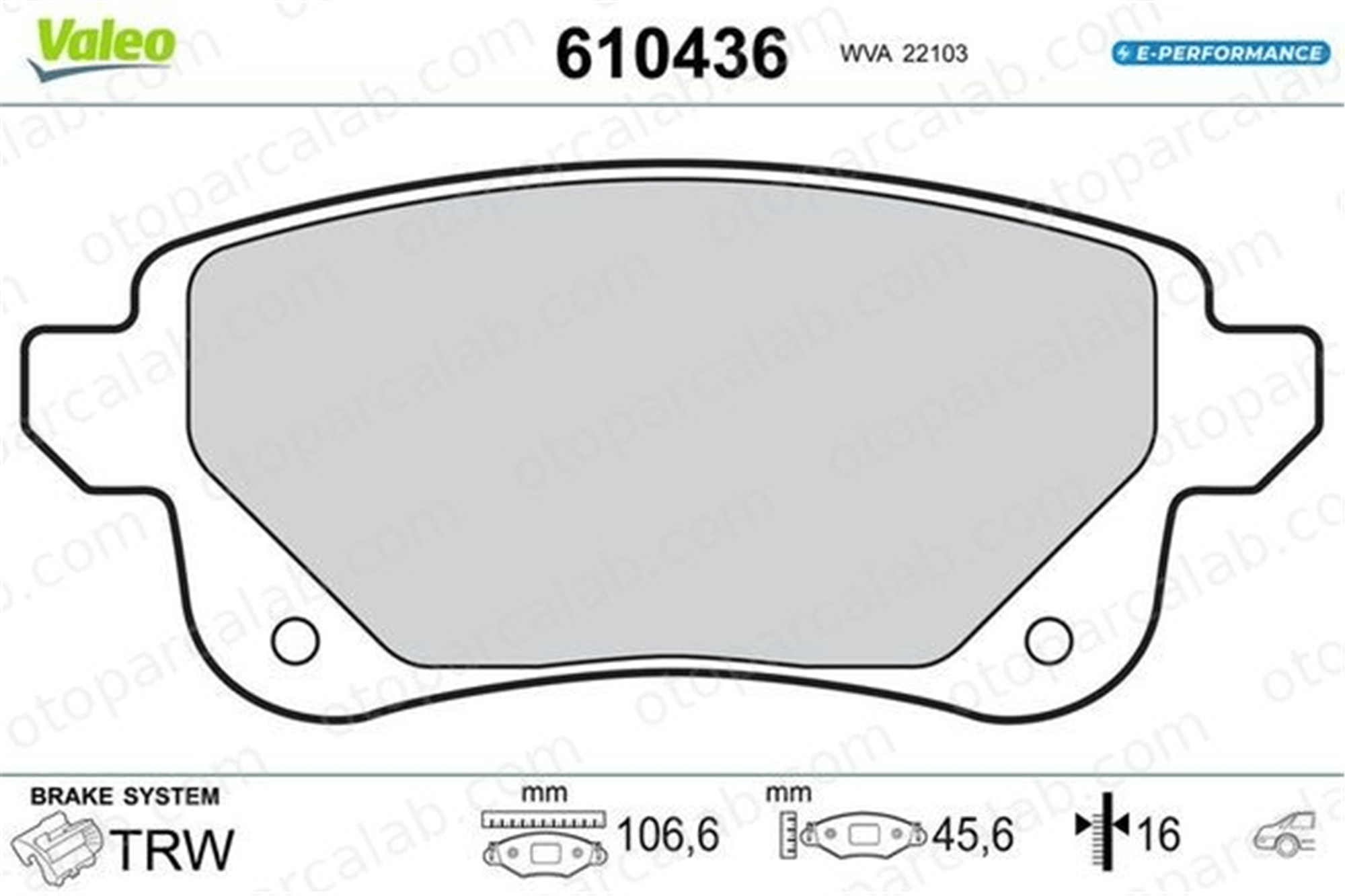 VALEO 610436 Fren Disk Balata Arka RENAULT GRAND SCÉNIC IV SCÉNIC IV 610436 4406000Q3C