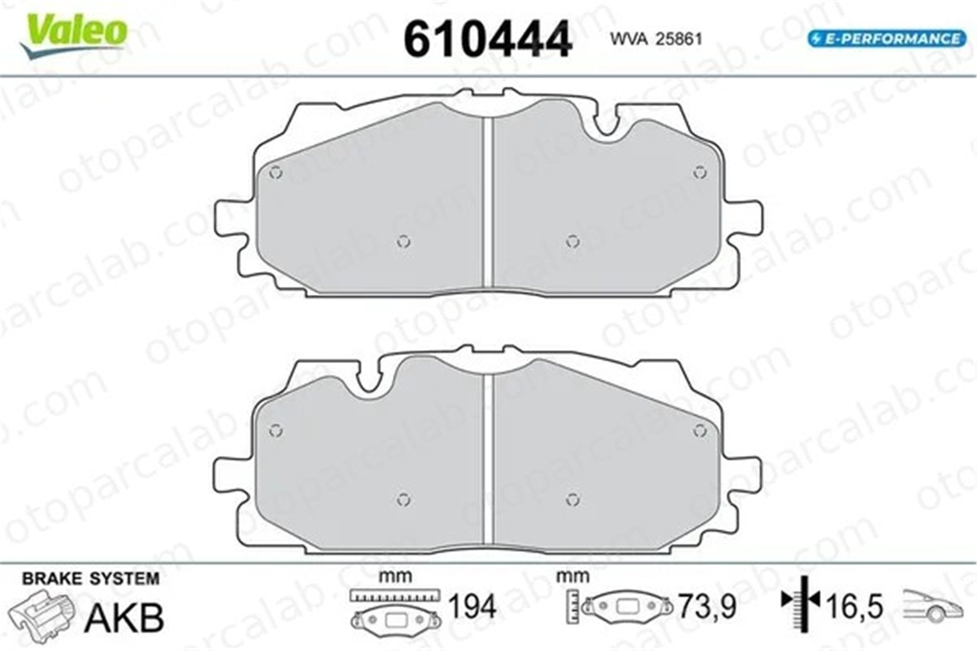 VALEO 610444 Fren Disk Balata Ön AUDI A6 C8 A7 Sportback 610444 4K0698151