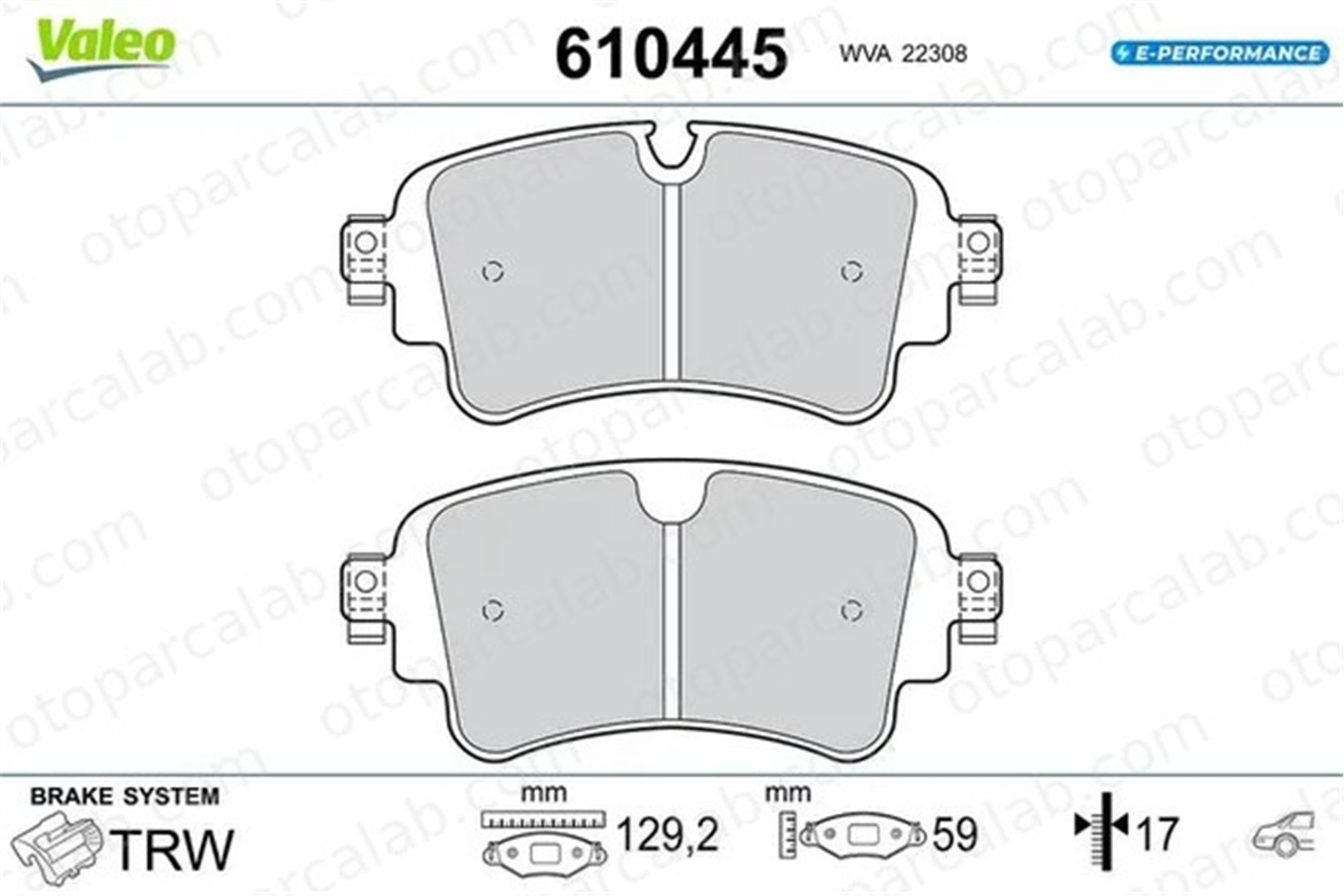 VALEO 610445 Fren Disk Balata Arka AUDI A6 C8 A6 C8 Avant 610445 4N0698451