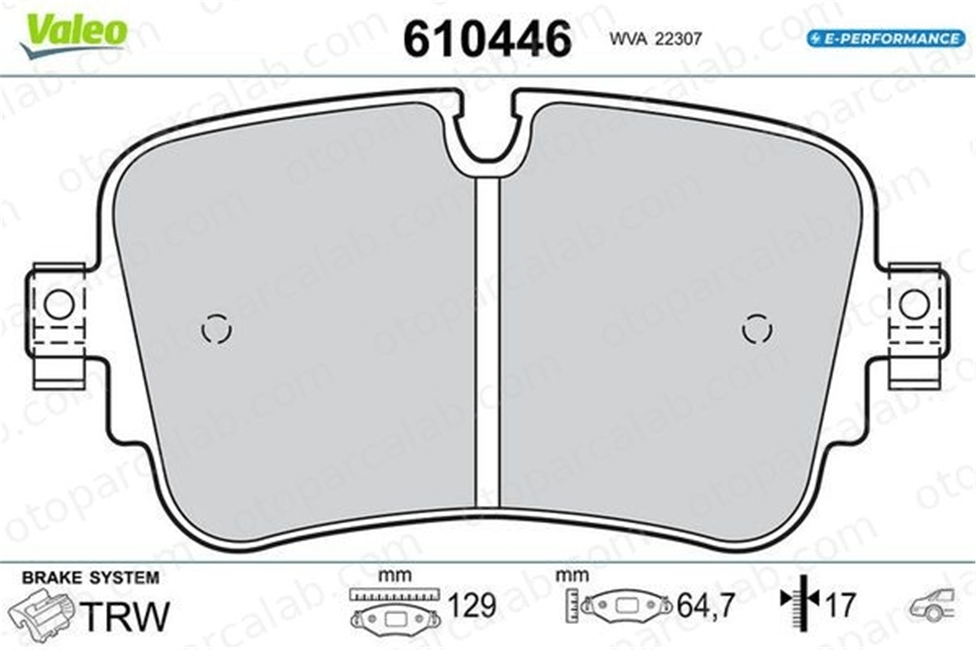 VALEO 610446 Fren Disk Balata Arka AUDI A8 D5 A7 Sportback 610446 4KE698451A