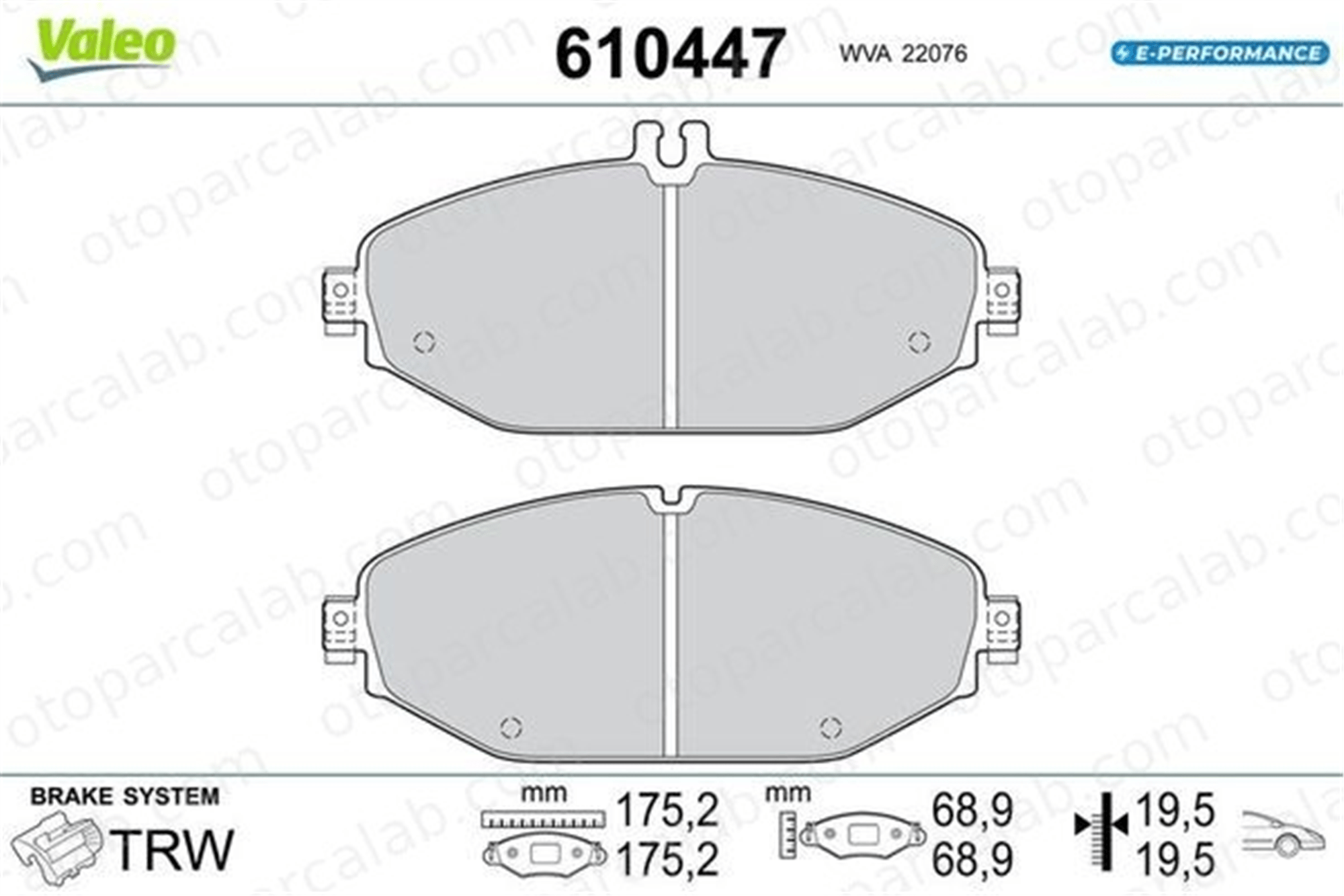 VALEO 610447 Fren Disk Balata Ön MERCEDES-BENZ C-SERISI C-SERISI T-Model 610447 A0004209103