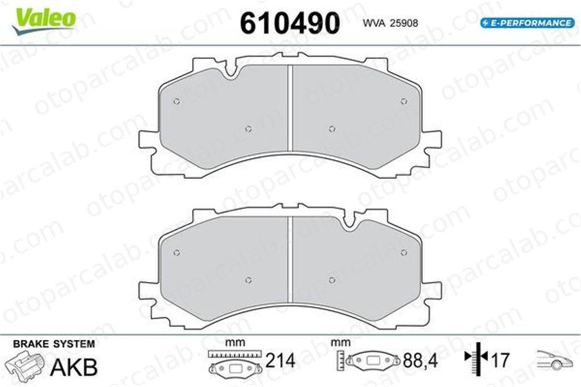 VALEO 610490 Fren Disk Balata Ön AUDI A6 C8 Avant A7 Sportback 610490 4M0698151AH