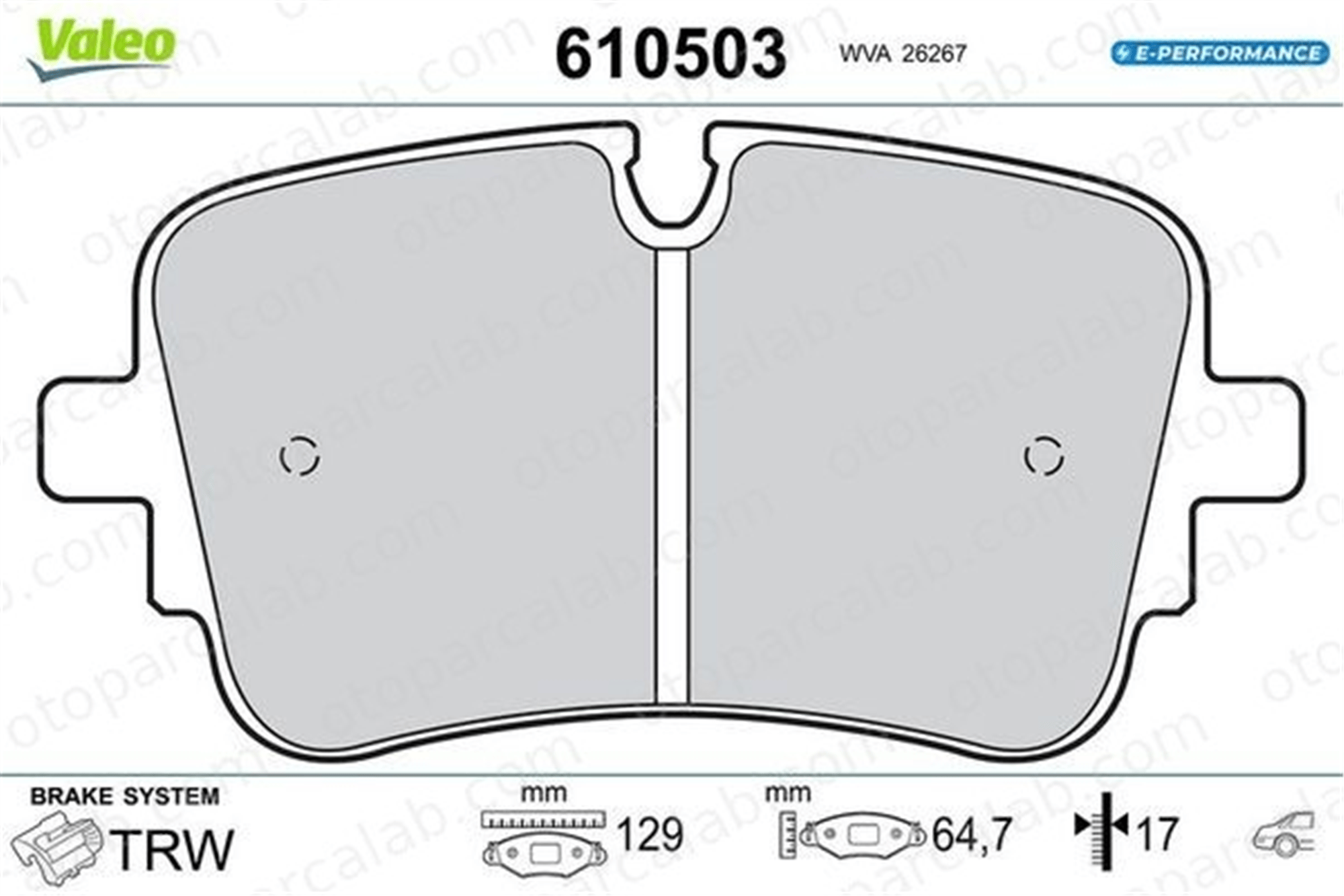 VALEO 610503 Fren Disk Balata Arka AUDI Q8 A8 D5 610503 4KE698451B