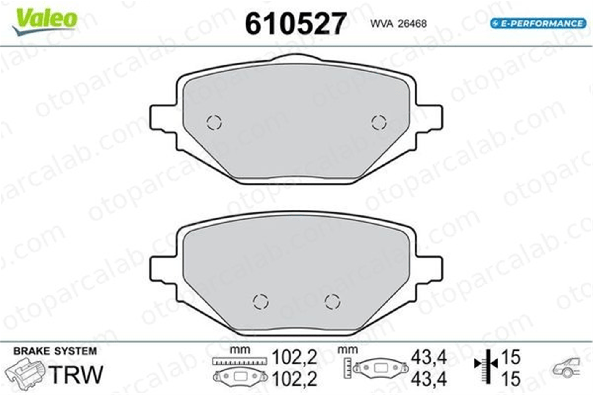VALEO 610527 Fren Disk Balata Arka RENAULT CAPTUR II FLUENCE 610527 440602361R