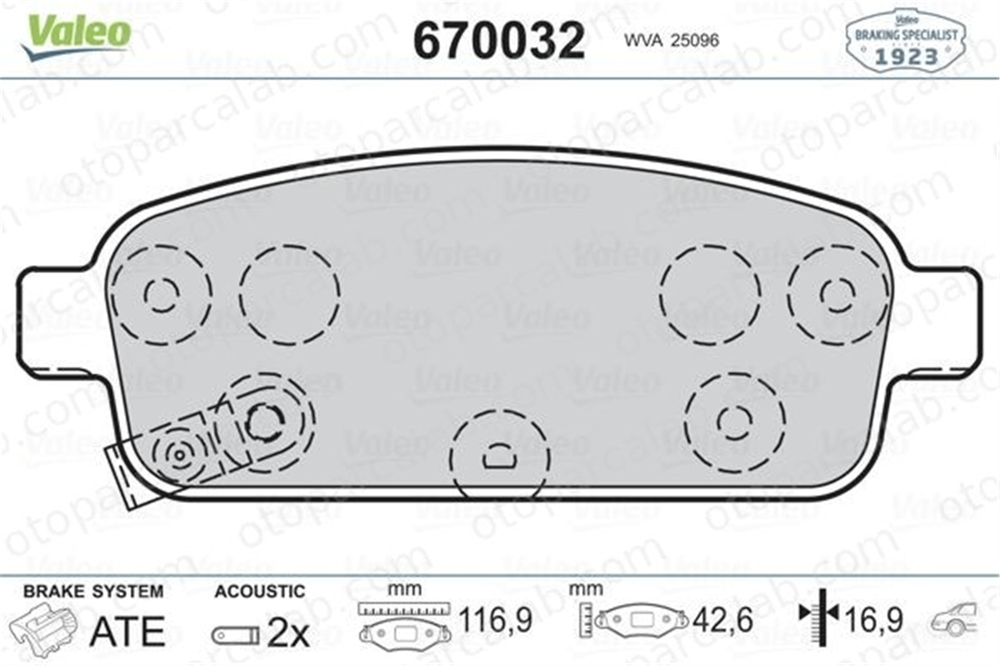 VALEO 670032 Fren Disk Balata Arka OPEL ASTRA J ASTRA J Sports Tourer 1605296 13411380