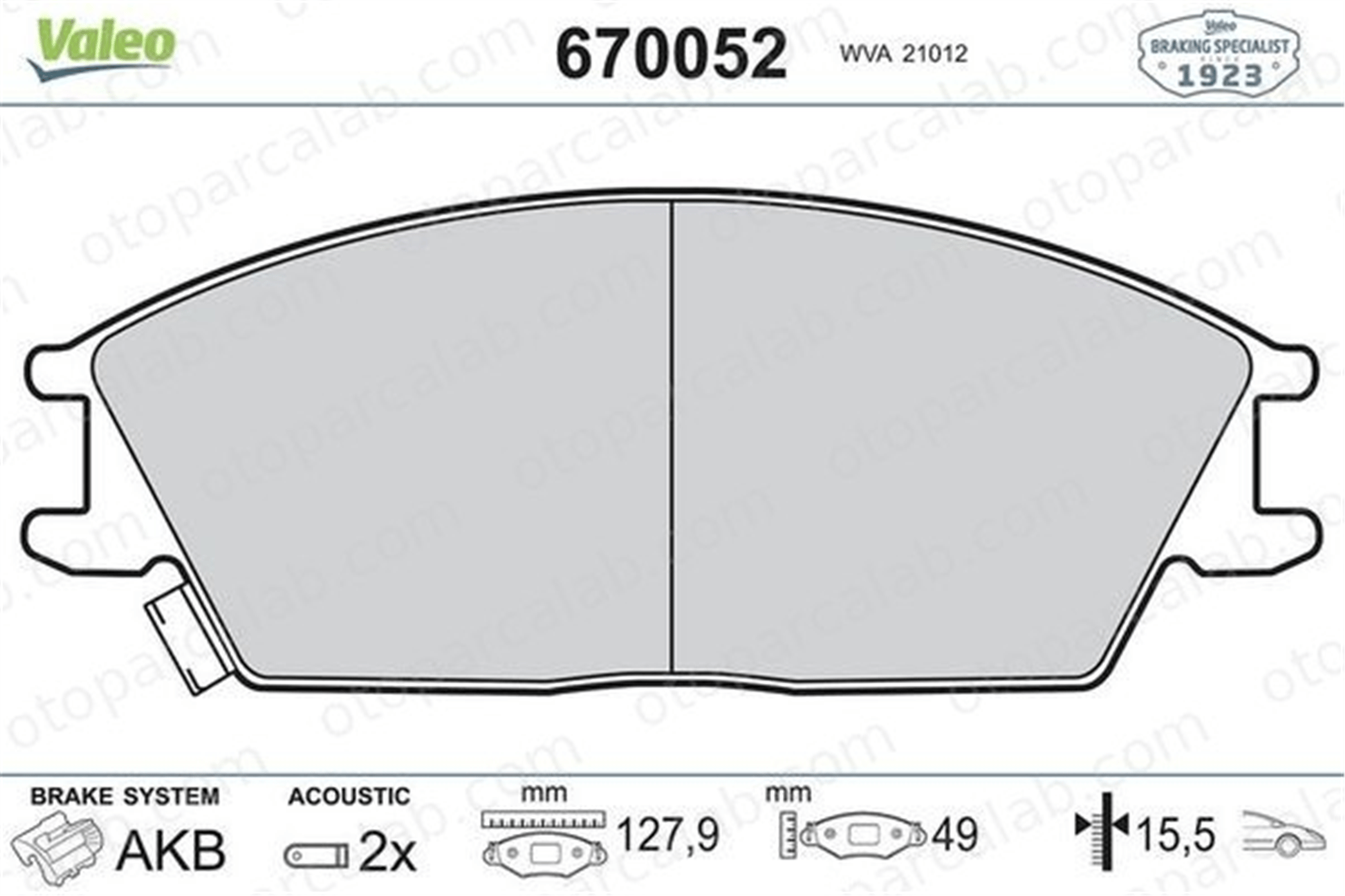 VALEO 670052 Fren Disk Balata Ön HYUNDAI GETZ ACCENT II 581011CA00 581011CA10