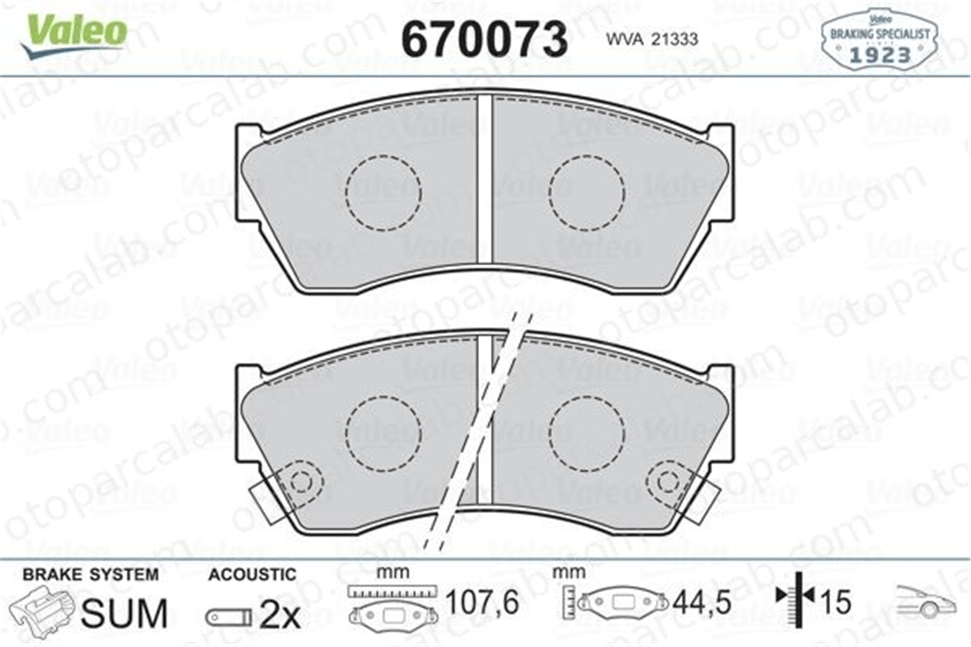 VALEO 670073 Fren Disk Balata Ön SUZUKI SWIFT II Hatchback SWIFT I 5520061880 5520051810