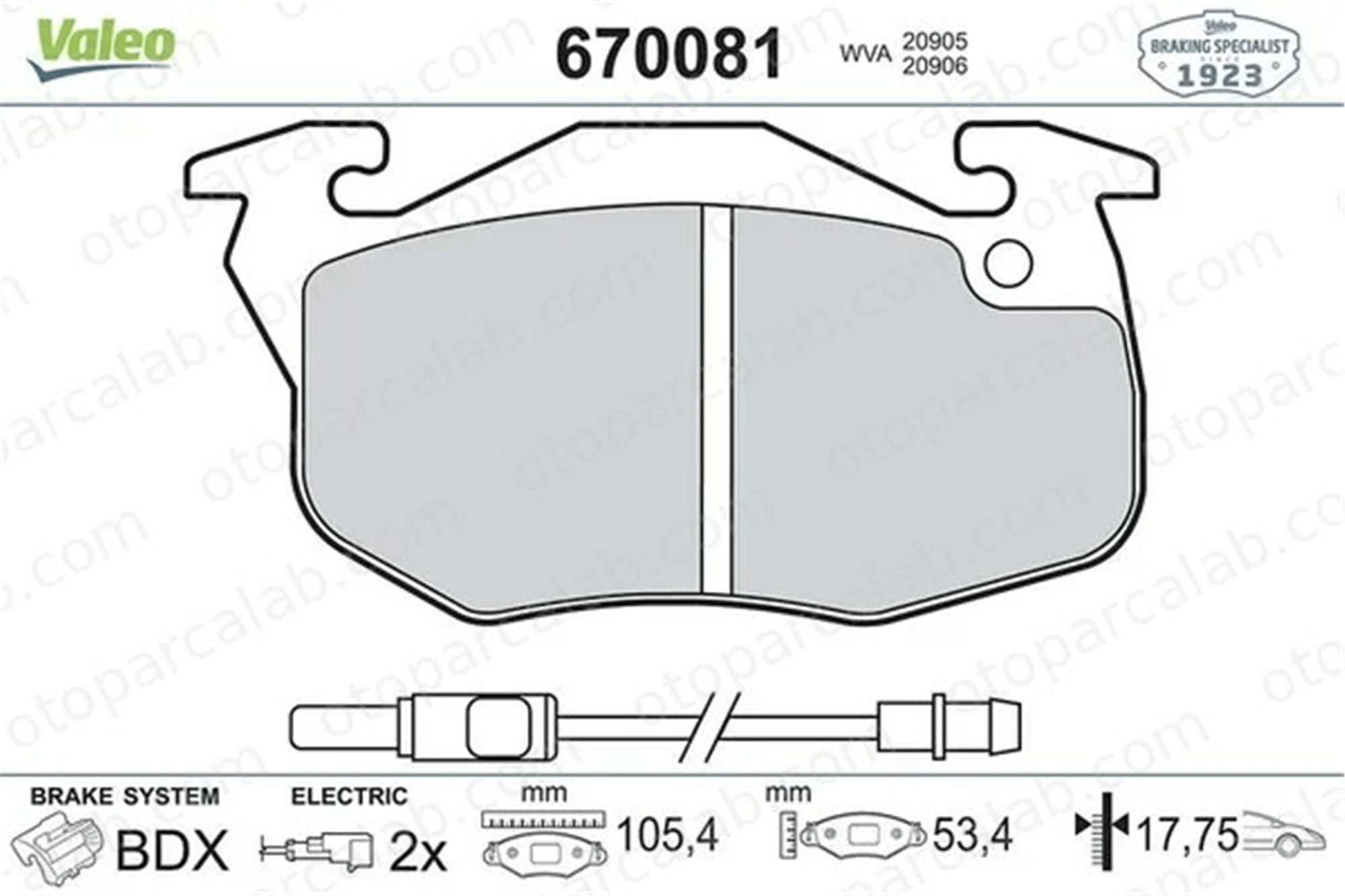 VALEO 670081 Fren Disk Balata Ön PEUGEOT 205 II 309 I 7711130034 1617247780