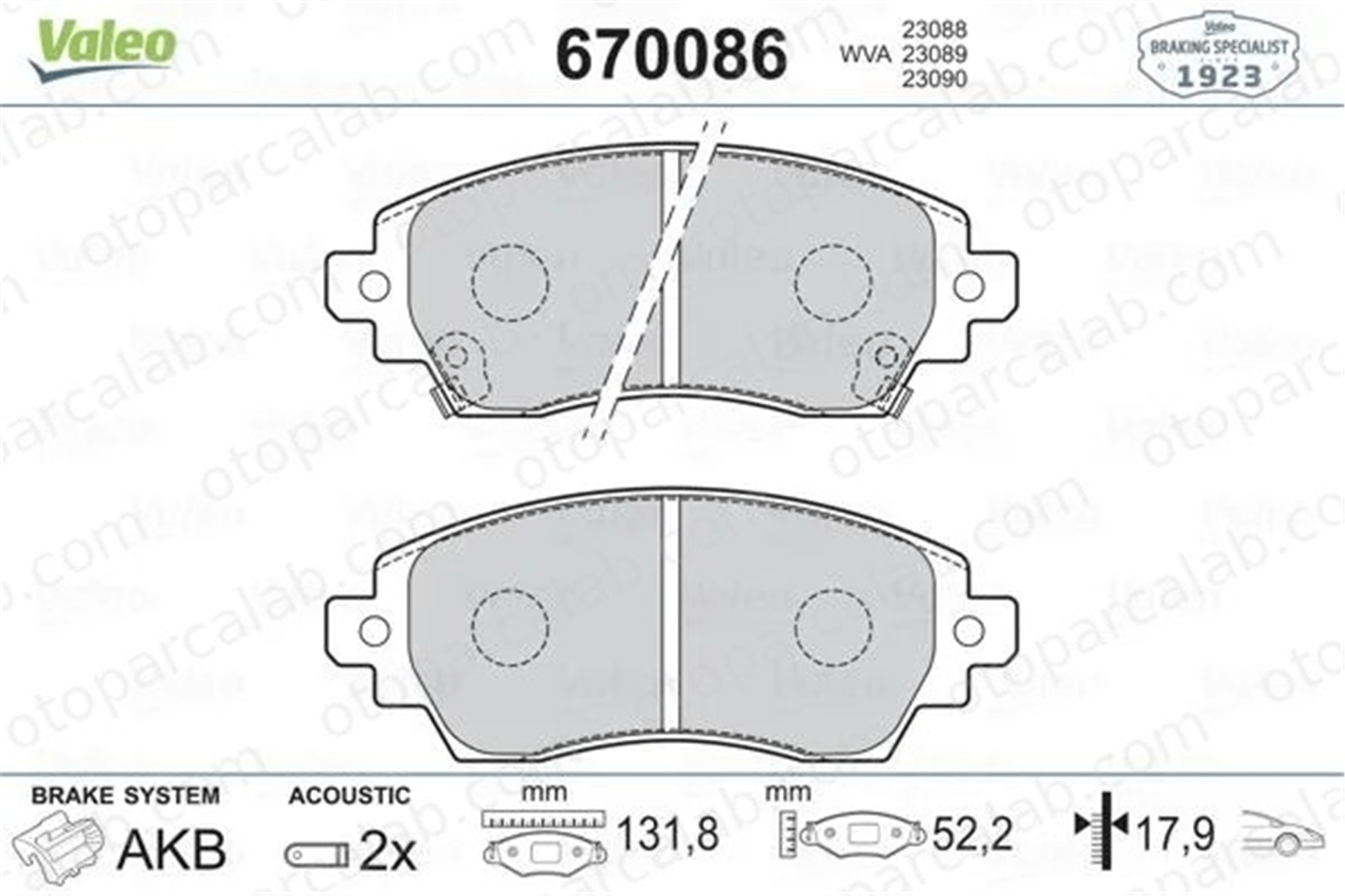 VALEO 670086 Fren Disk Balata Ön TOYOTA COROLLA Compact COROLLA Liftback 446502030 446502140
