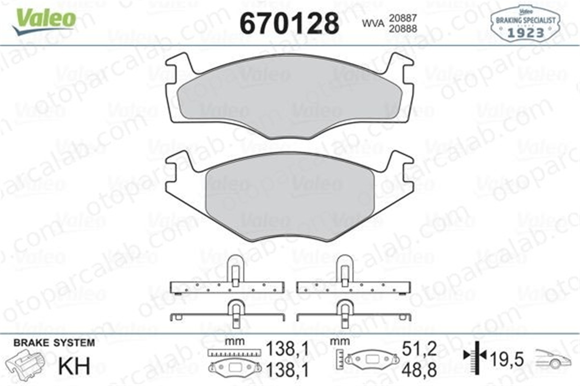 VALEO 670128 Fren Disk Balata Ön VW GOLF II JETTA II 191698151J 191698151H
