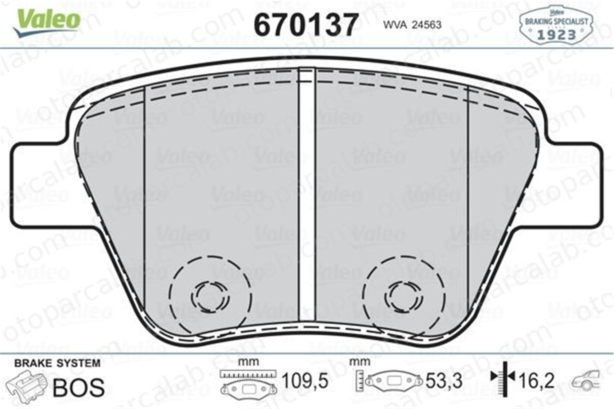 VALEO 670137 Fren Disk Balata Arka AUDI A3 A3 Sportback 5K0698451 5K0698451A