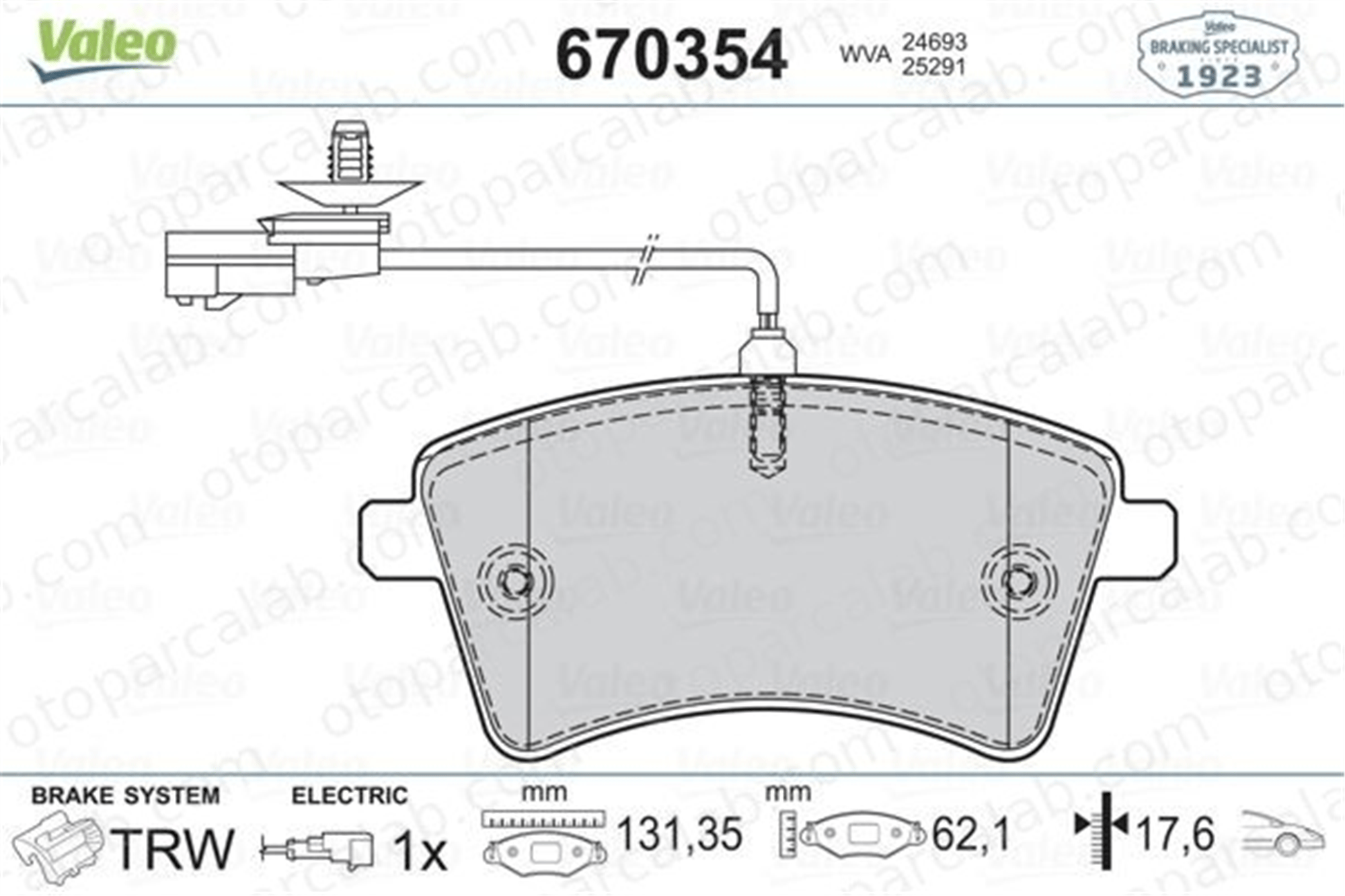 VALEO 670354 Fren Disk Balata Ön RENAULT KANGOO / GRAND KANGOO II KANGOO Express 410601334R7701210110A4154210610 4106000Q2J