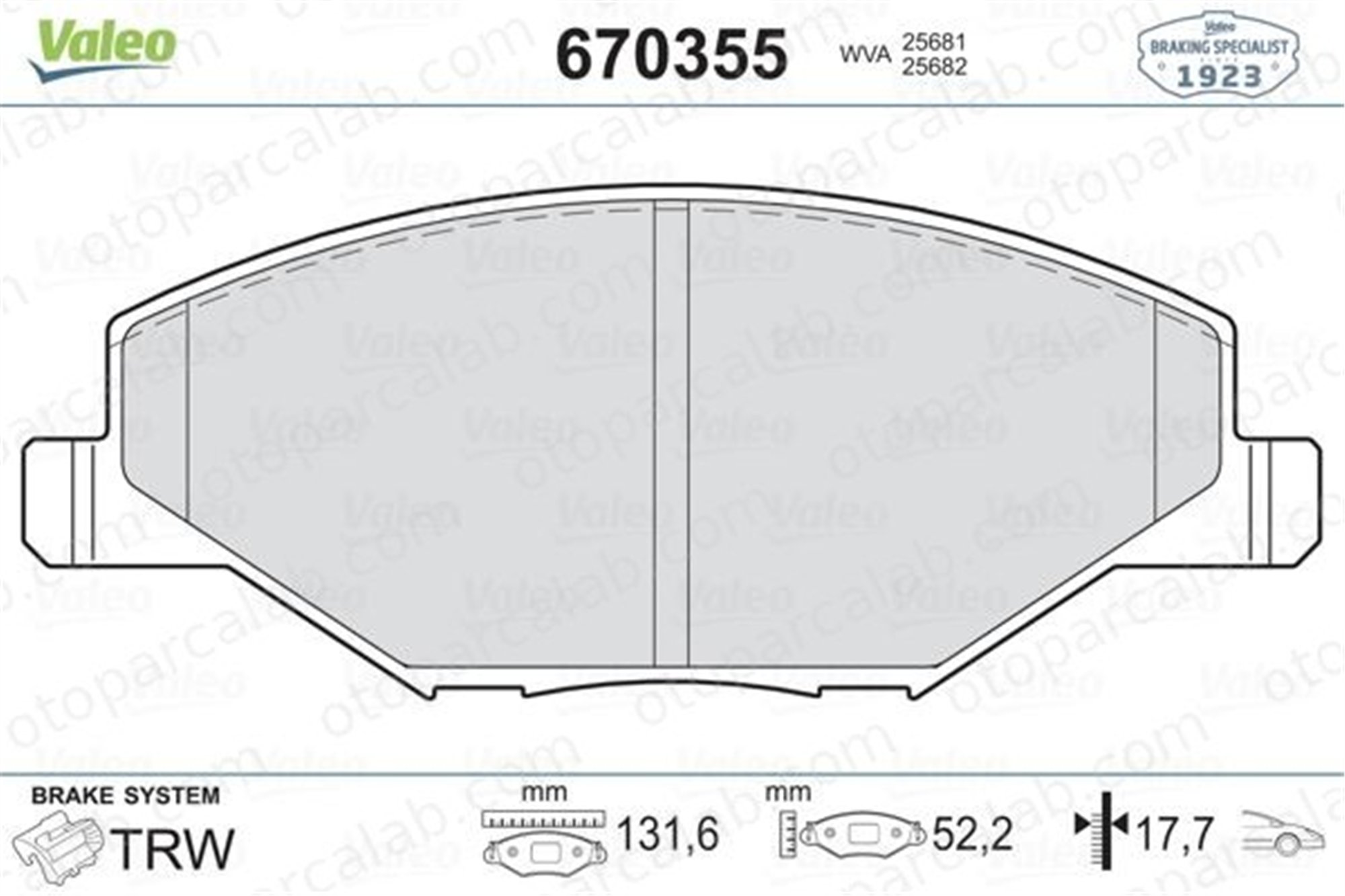 VALEO 670355 Fren Disk Balata Ön SKODA FABIA II FABIA II Combi 6RU698151 6RU698151A