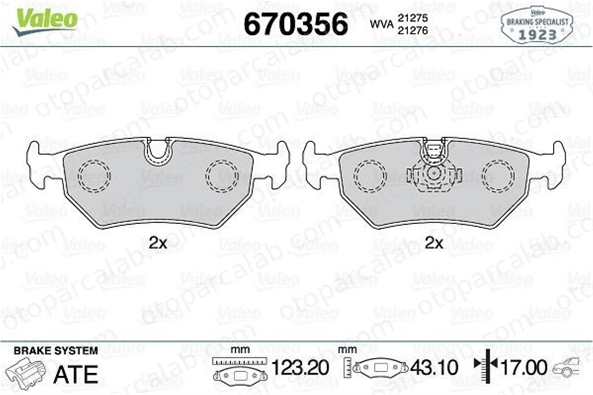 VALEO 670356 Fren Disk Balata Arka JAGUAR XJ DAIMLER DAIMLER XJ JLM11114 JLM20257