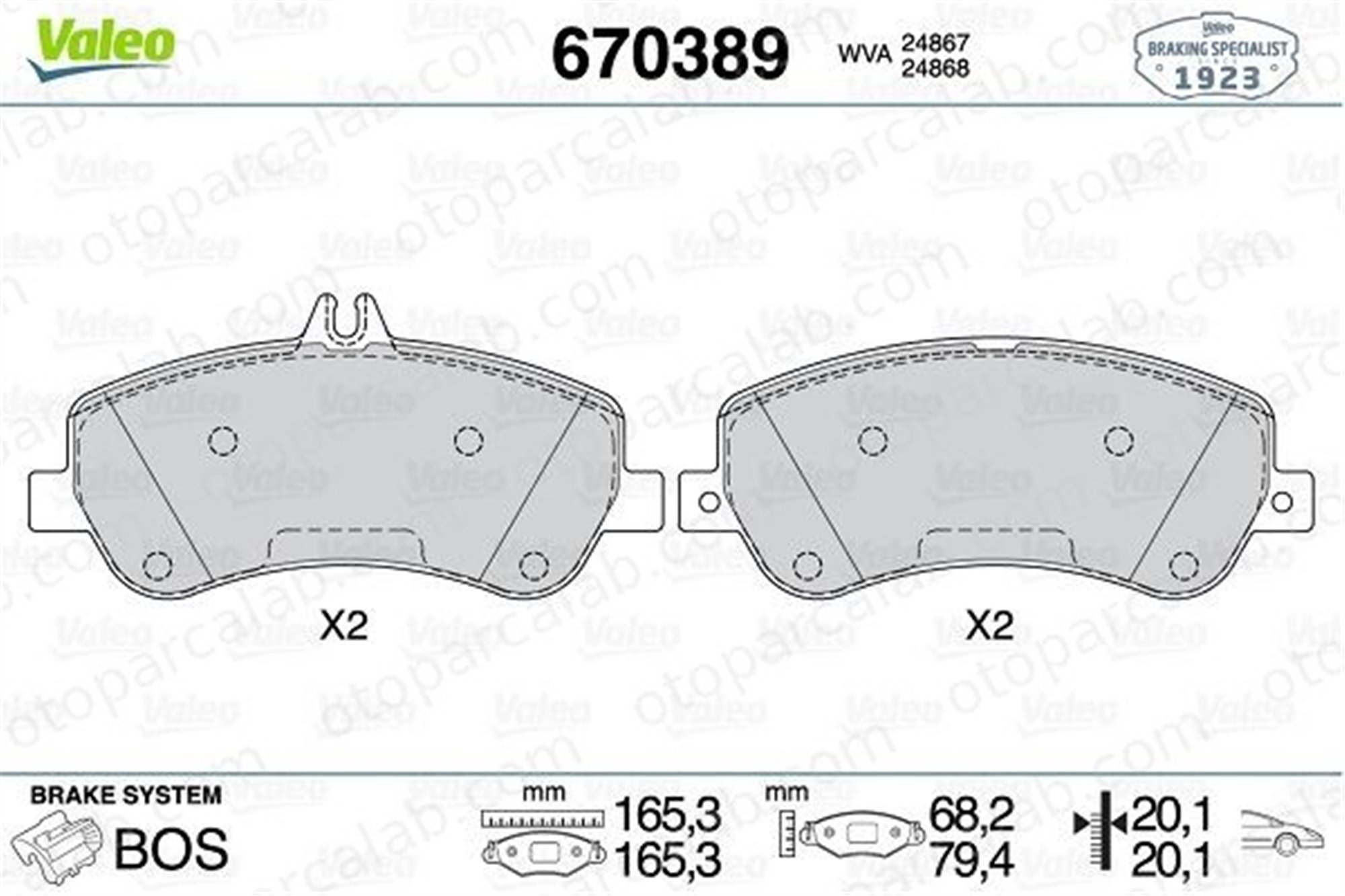 VALEO 670389 Fren Disk Balata Ön MERCEDES-BENZ GLK-SERISI 54204820 A0054209220