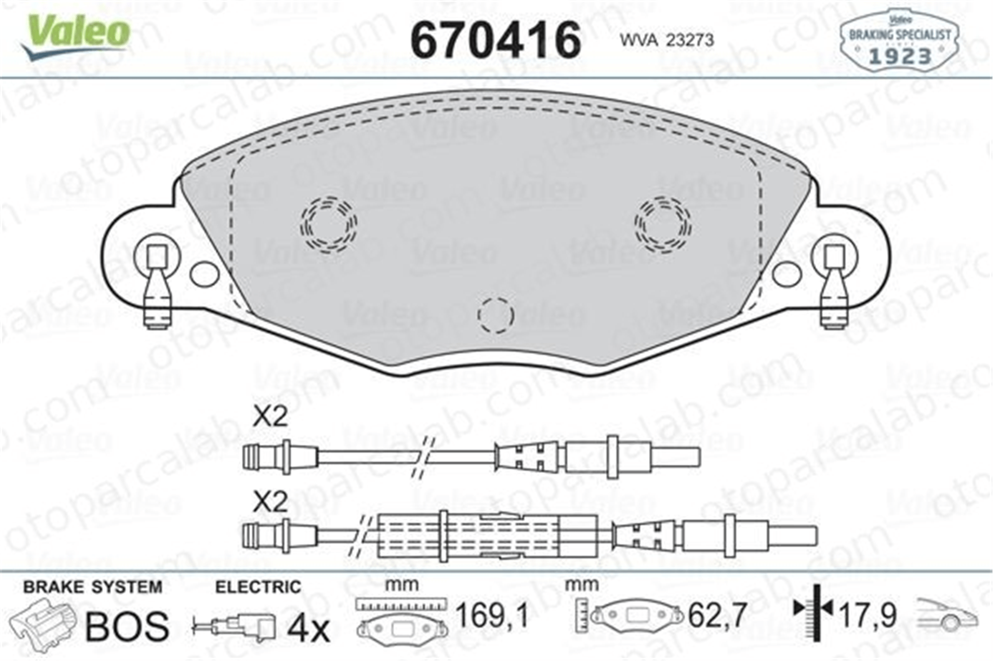 VALEO 670416 Fren Disk Balata Ön CITROËN C5 I Break C5 II 425289 425249