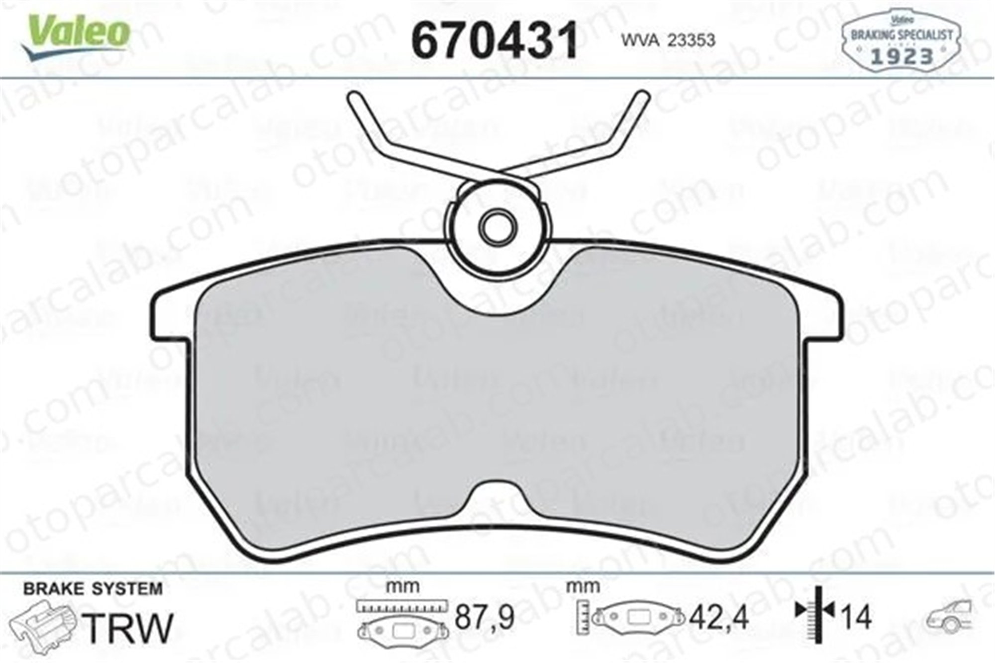 VALEO 670431 Fren Disk Balata Arka FORD FIESTA VI FOCUS I 98AX2M008BB 1075565
